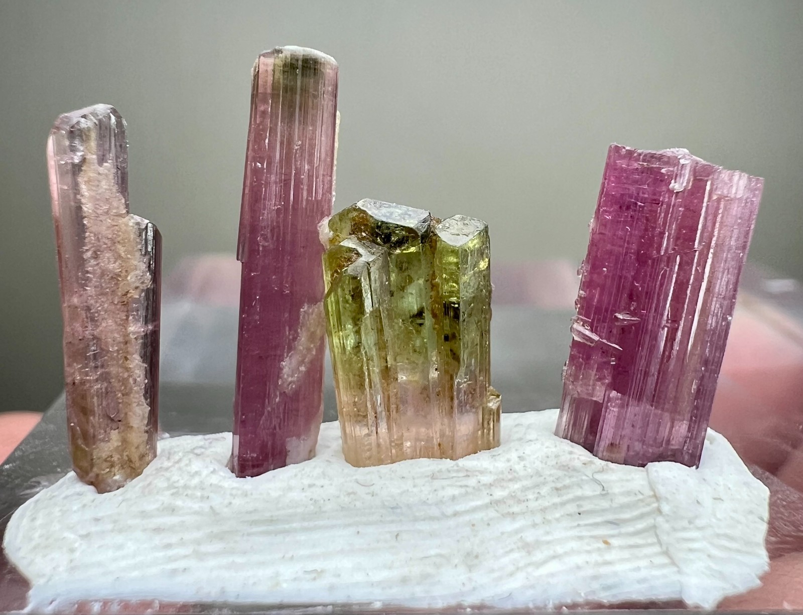 6 Carat 4 Pieces Multi Color Tourmaline Crystals From Poprok Mine Afghanistan