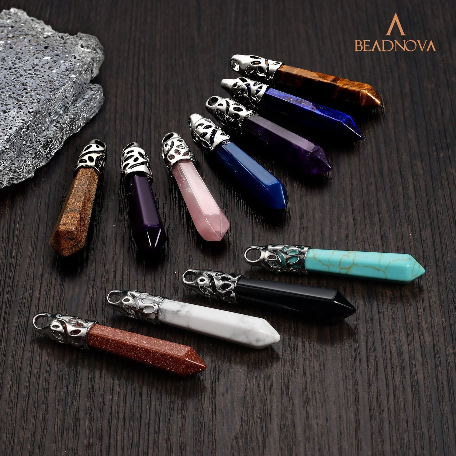 Healing Crystal Necklace for Women Men Natural Amethyst Quartz Crystal Pendant E