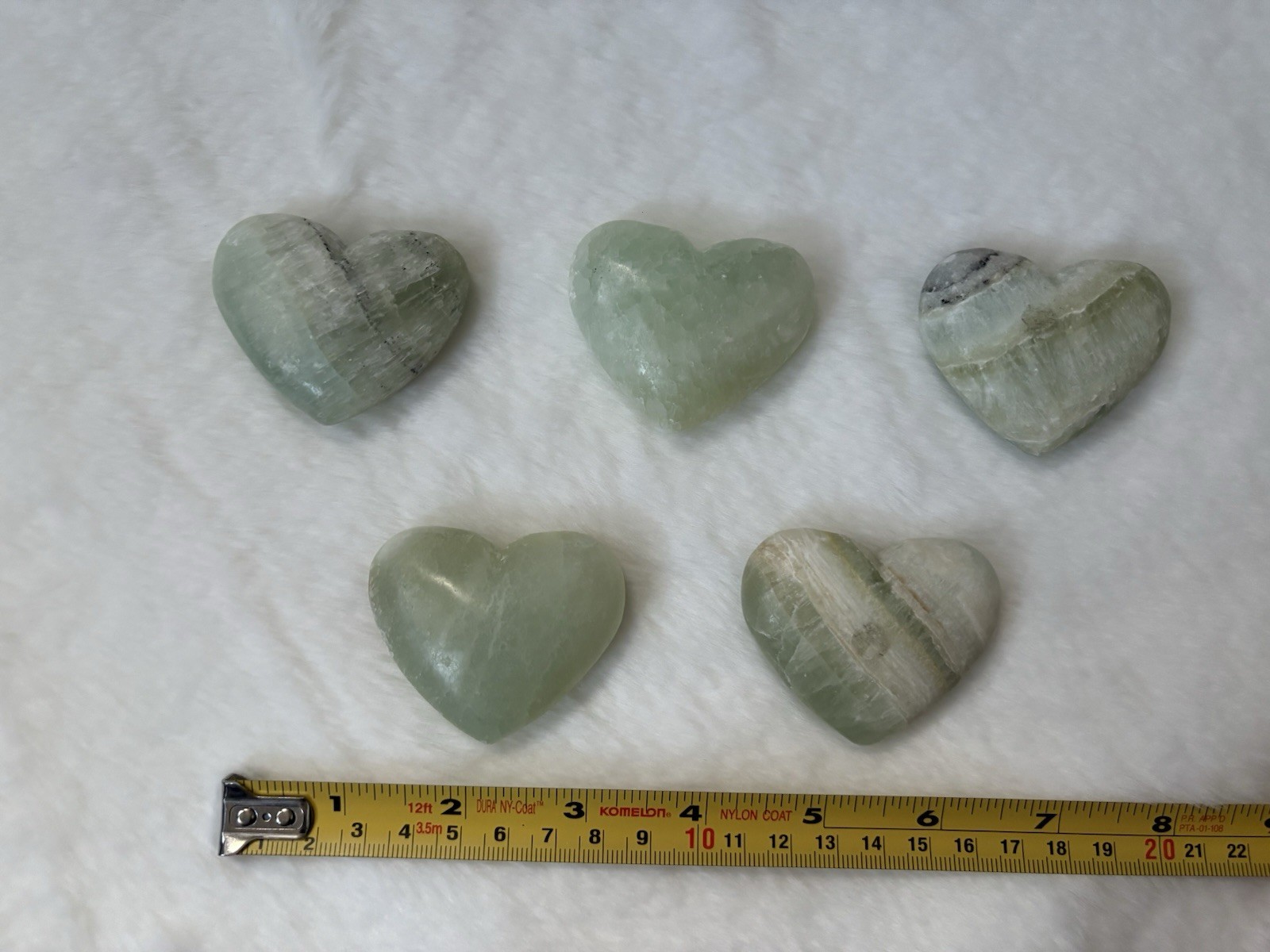 Pistachio Calcite Crystal Heart Carving Lot Bulk 5 Pieces Natural Green