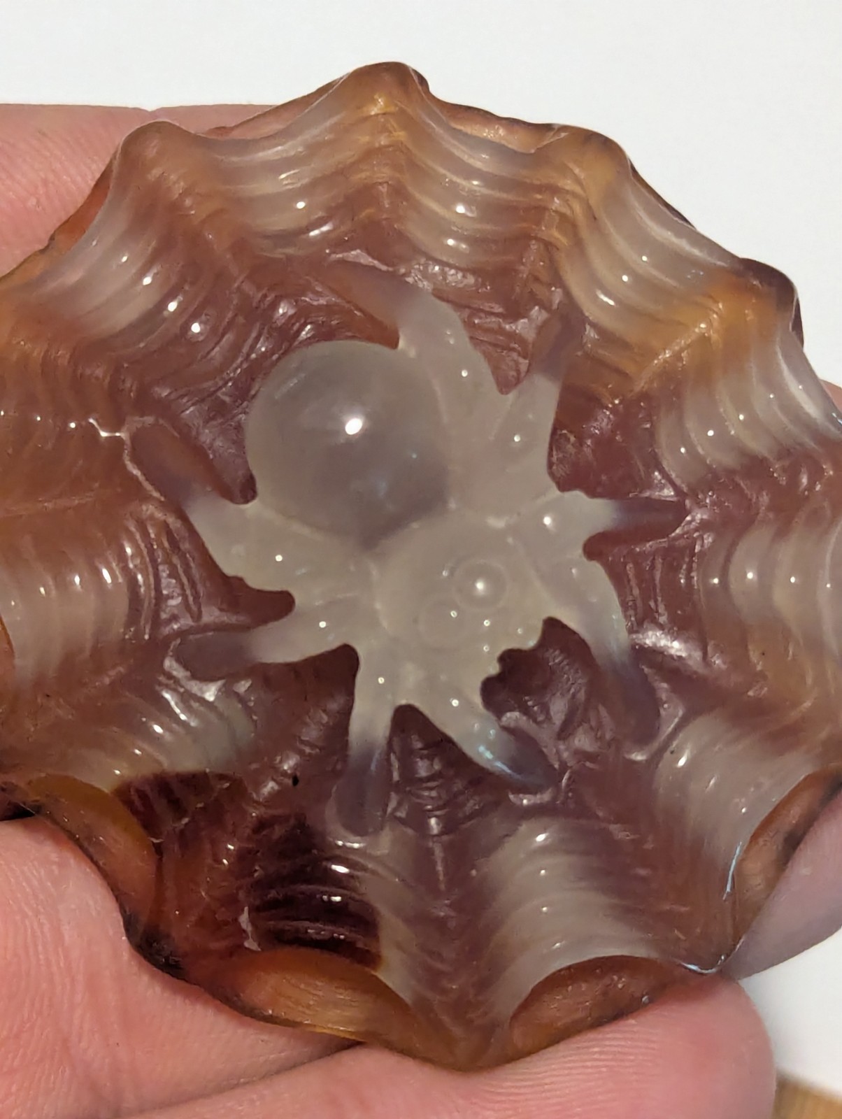 Spider On Web Carnelian Agate Stone Crystal Carving