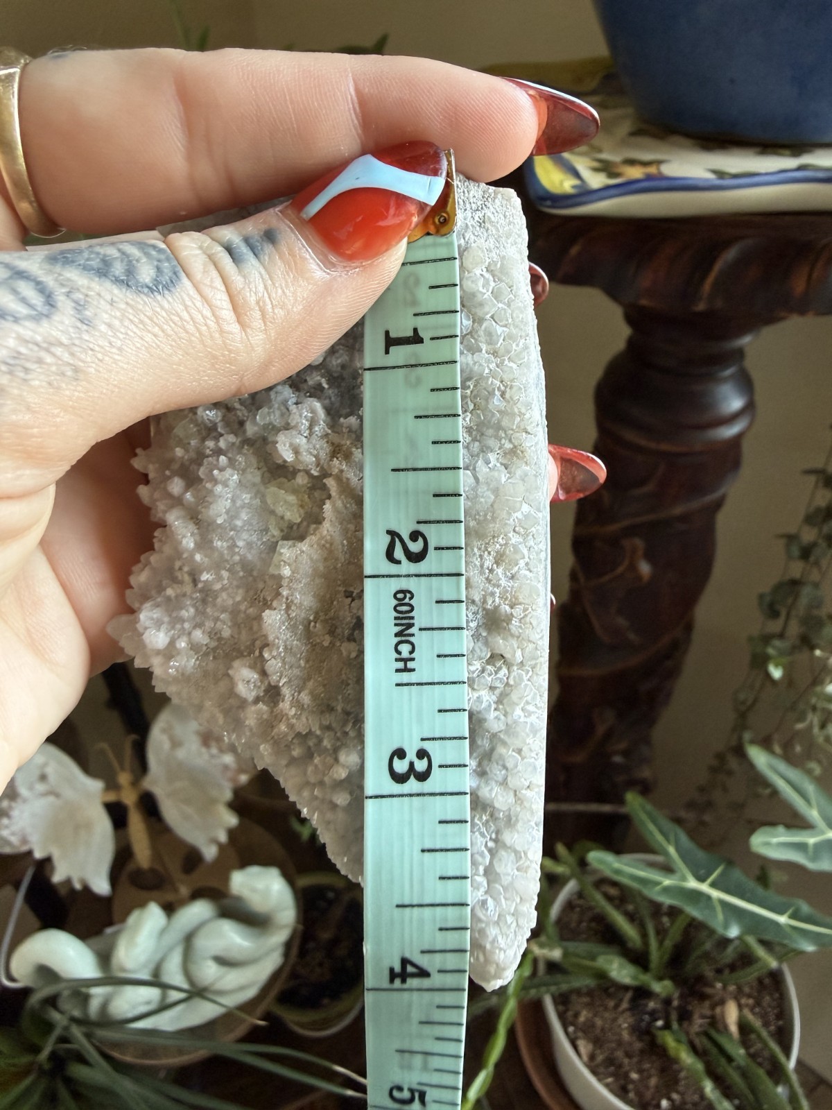 White Quartz Crystal Cluster with Green Fluorite – 7.05 oz