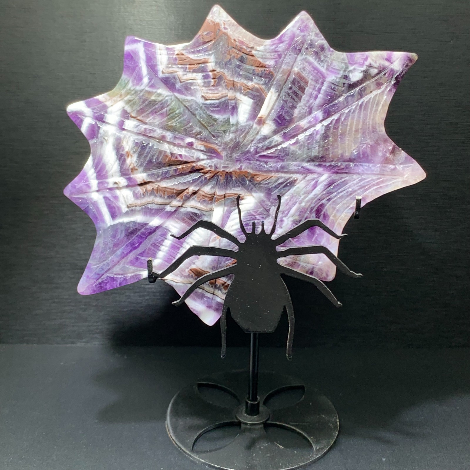 246G Natural Amethyst spider skull Quartz Crystal Skull Figurines Healing