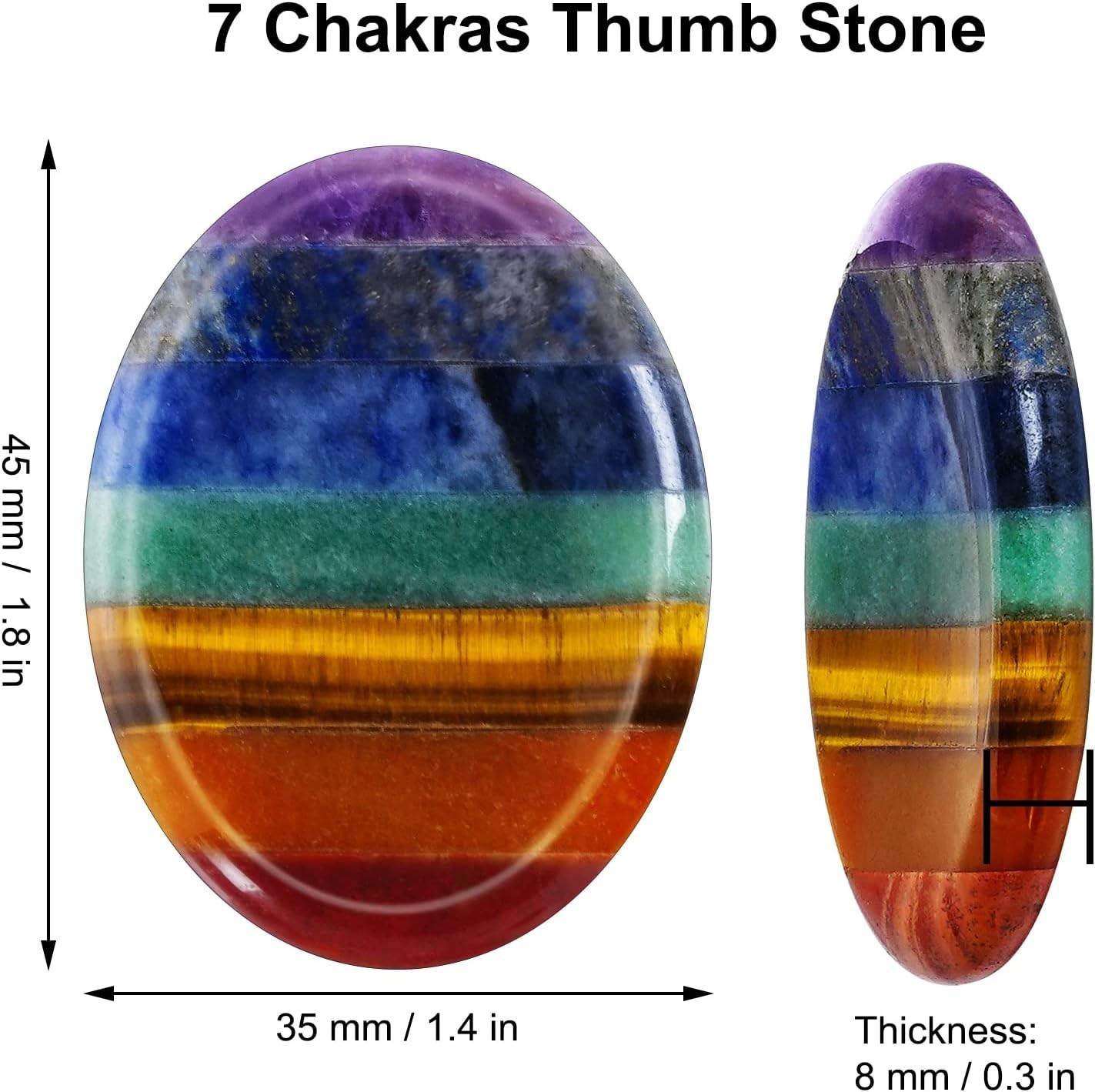 2 Pack 7 Chakra Thumb Worry Stones Natural Healing Crystals for Anxiety Relief