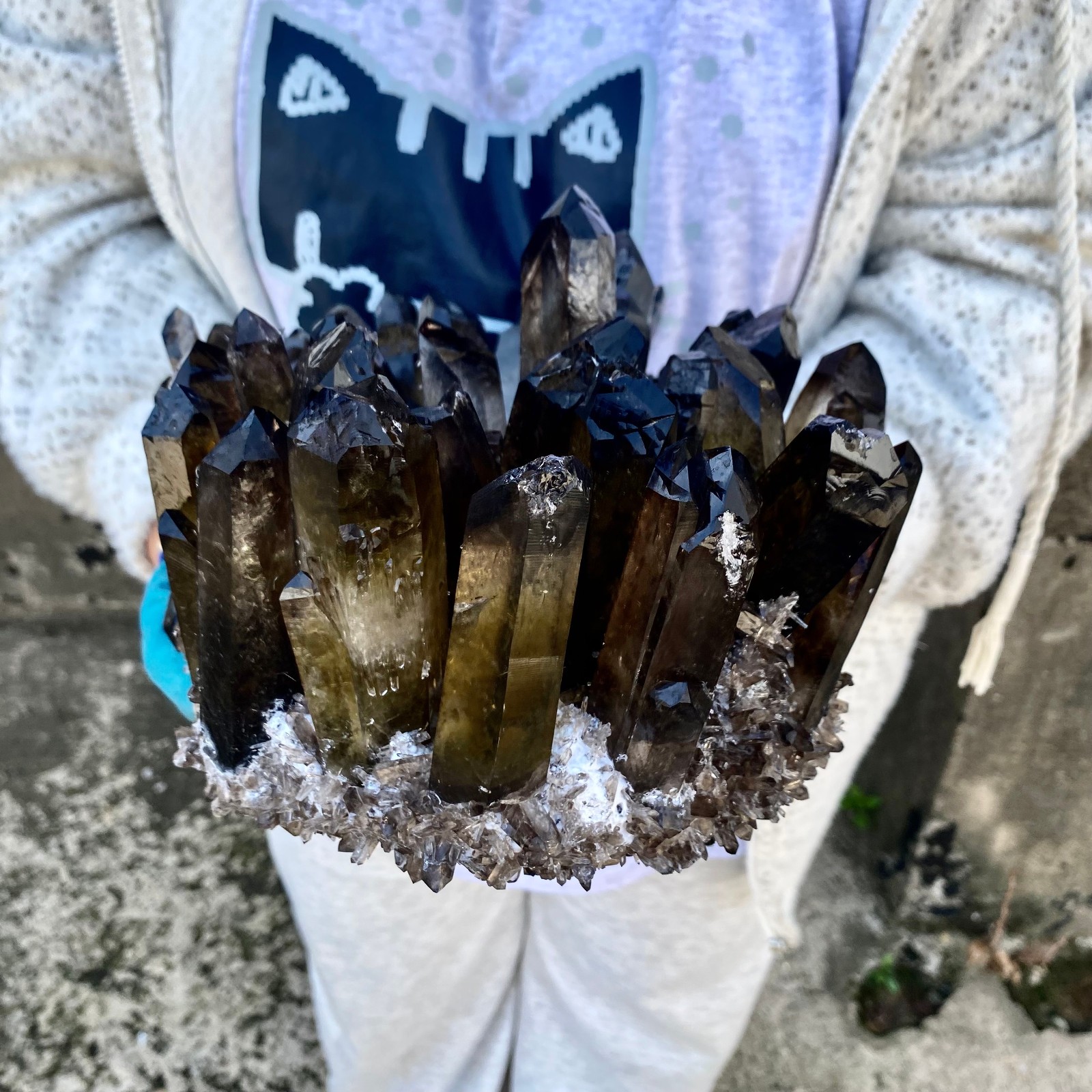 15.43LB New Find black Phantom Quartz Crystal Cluster Mineral Specimen Healing