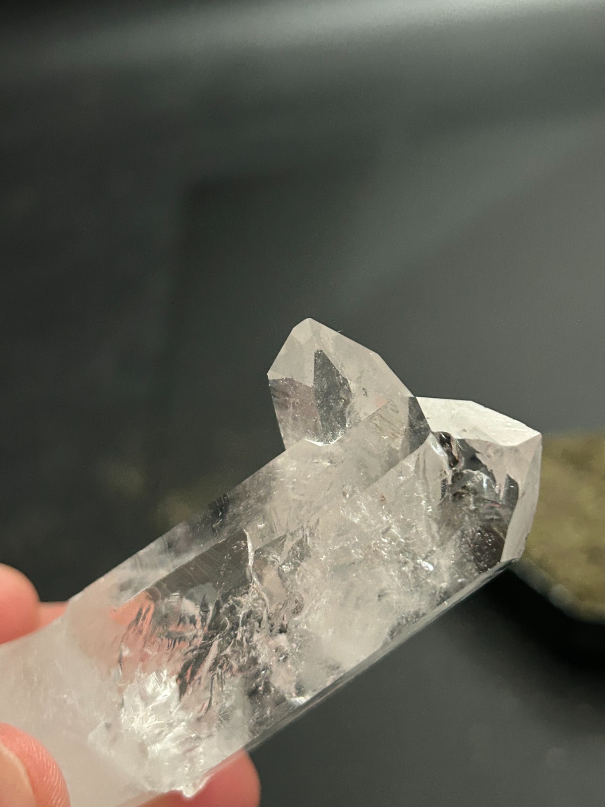 Natural Columbian Quartz Crystal Twin Point 3.5” Bridge Cross