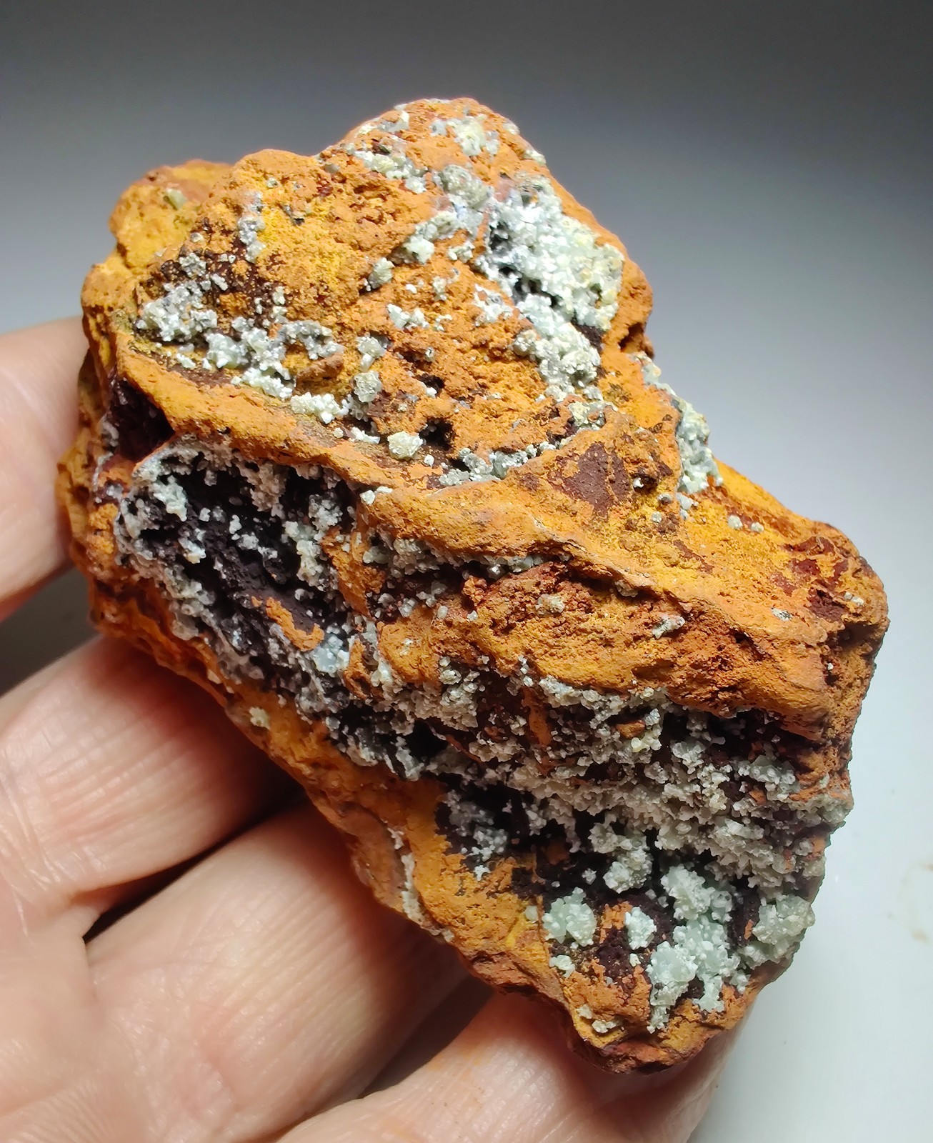Fluorescent Adamite, Smithsonite on Limonite. Ojuela Mine, Mexico. 163 grams.