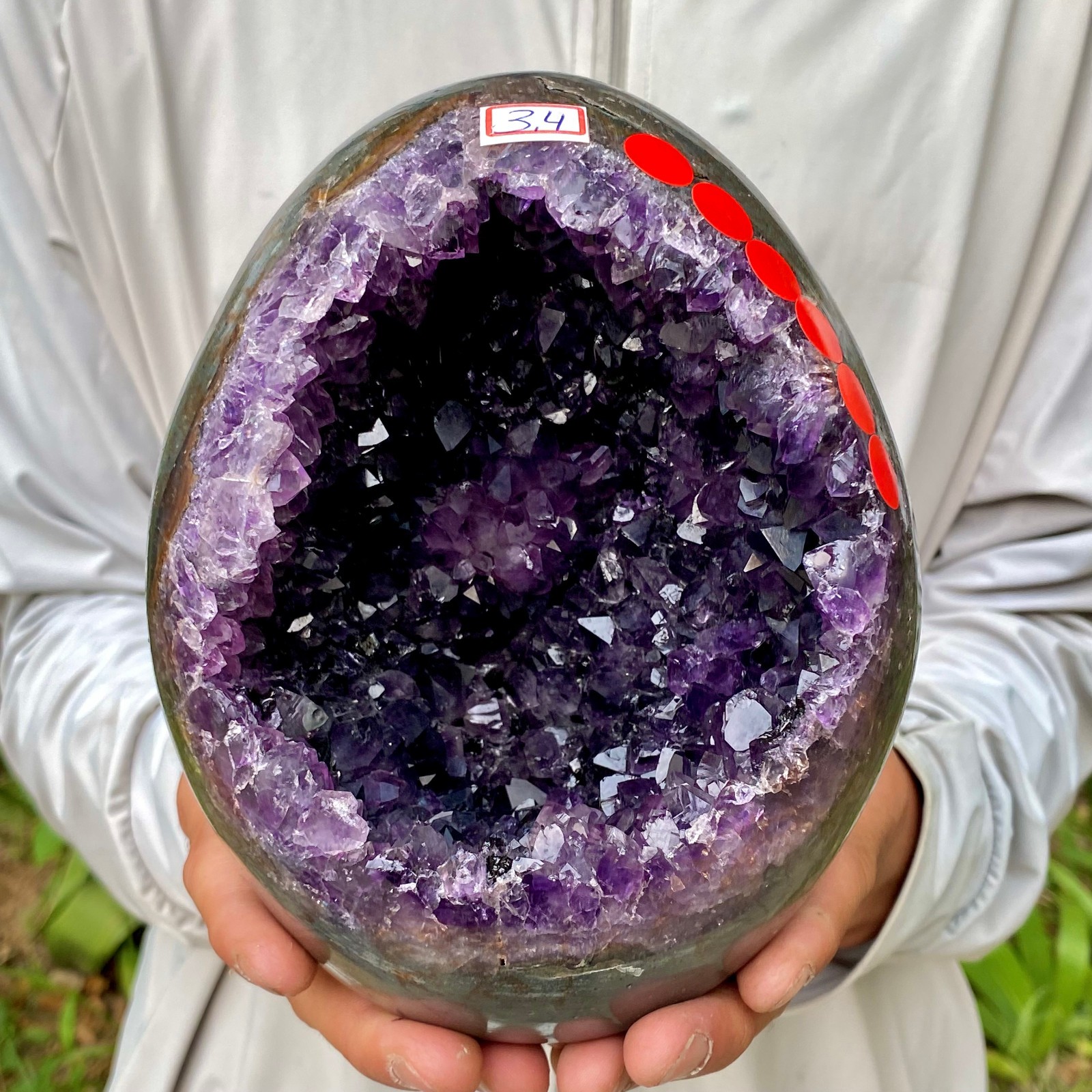 7.47LB Large Natural Amethyst geode quartz cluster crystal Egg specimen Healing