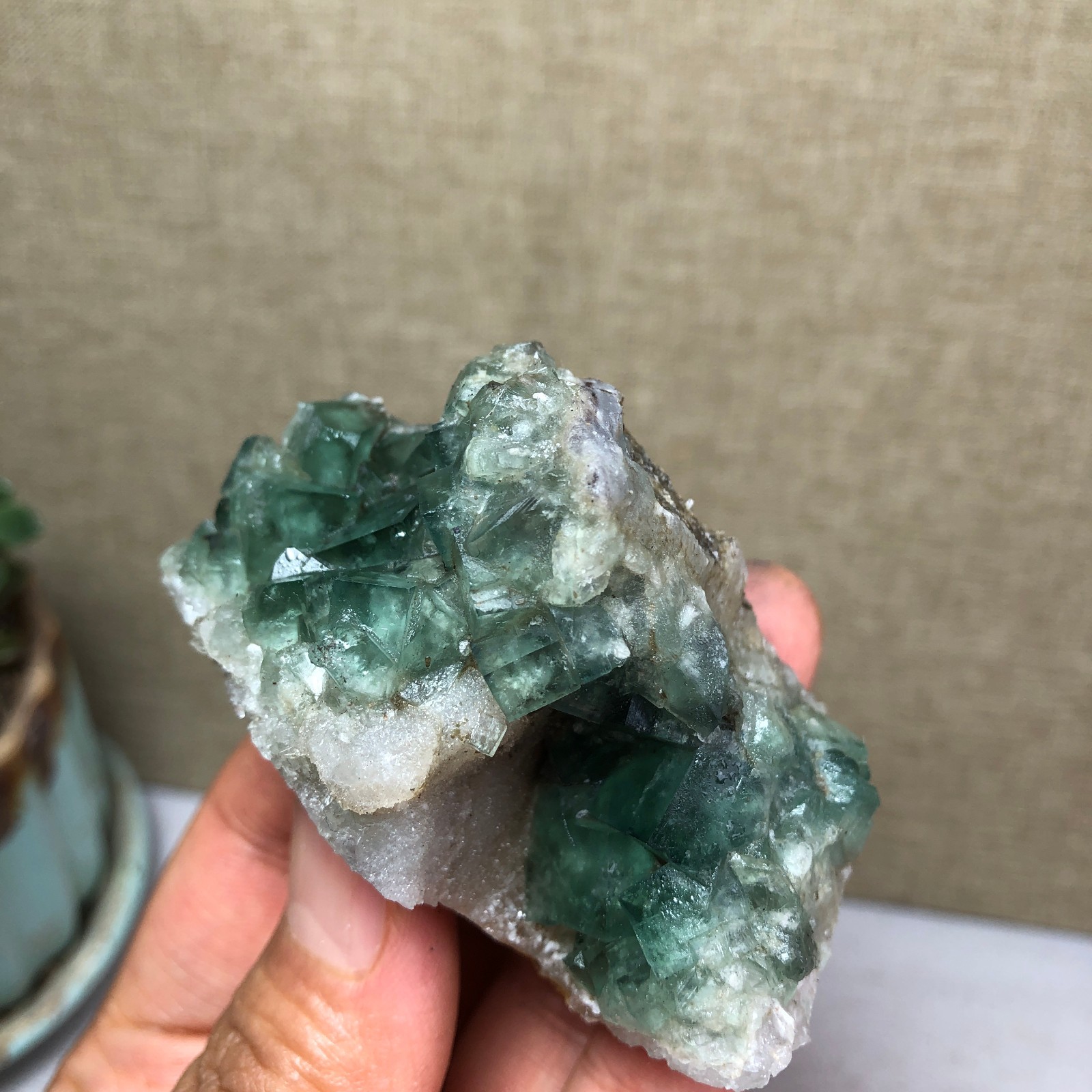 101g NATURAL Green Cubic FLUORITE Crystal Cluster Mineral Specimen A4737