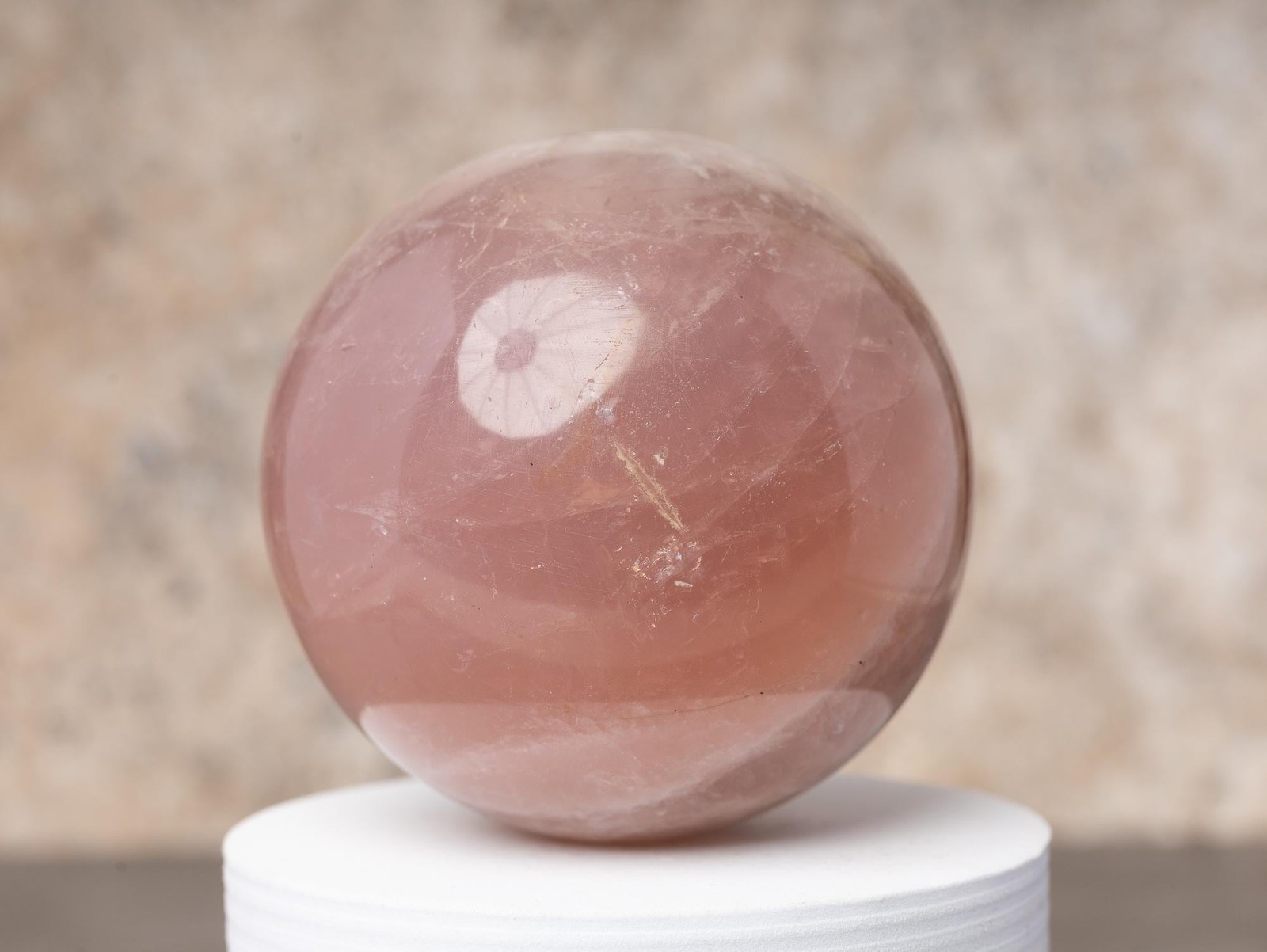 Rose Quartz Sphere with Stand Polished Pink Crystal Ball Natural Stone Gift
