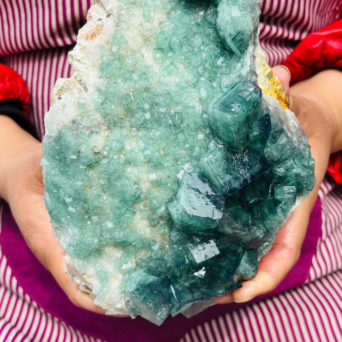5.25LB NATURAL Green Cube FLUORITE Quartz Crystal Cluster Mineral Specimen
