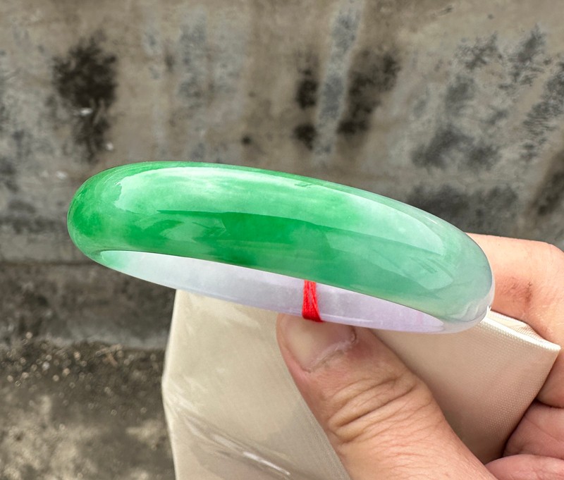 Certified Natural Grade AAA Ice Green Burmese Jade jadeite bracelet bangle 57MM