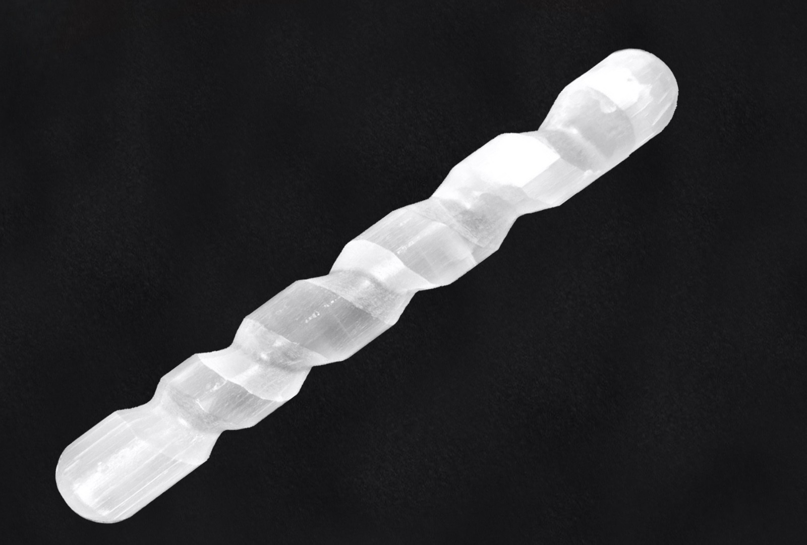 Polished Natural Selenite Crystal Massage Wand ” Smooth Spiral Energy Stick Log