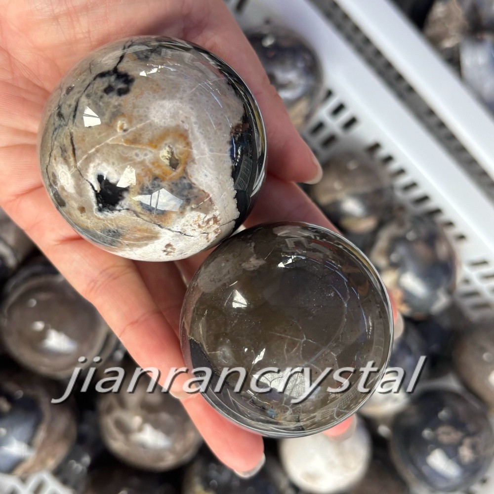 200g+ Volcanic agate sphere crystal ball home decoration fluorescent sphere 1pc
