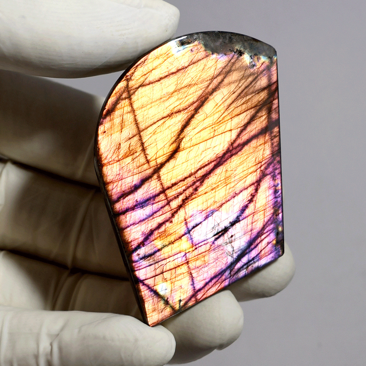 Inner Ignition~ Natural Spectrolite Rainbow Flash Slab~ Freeform Aurora Crystal