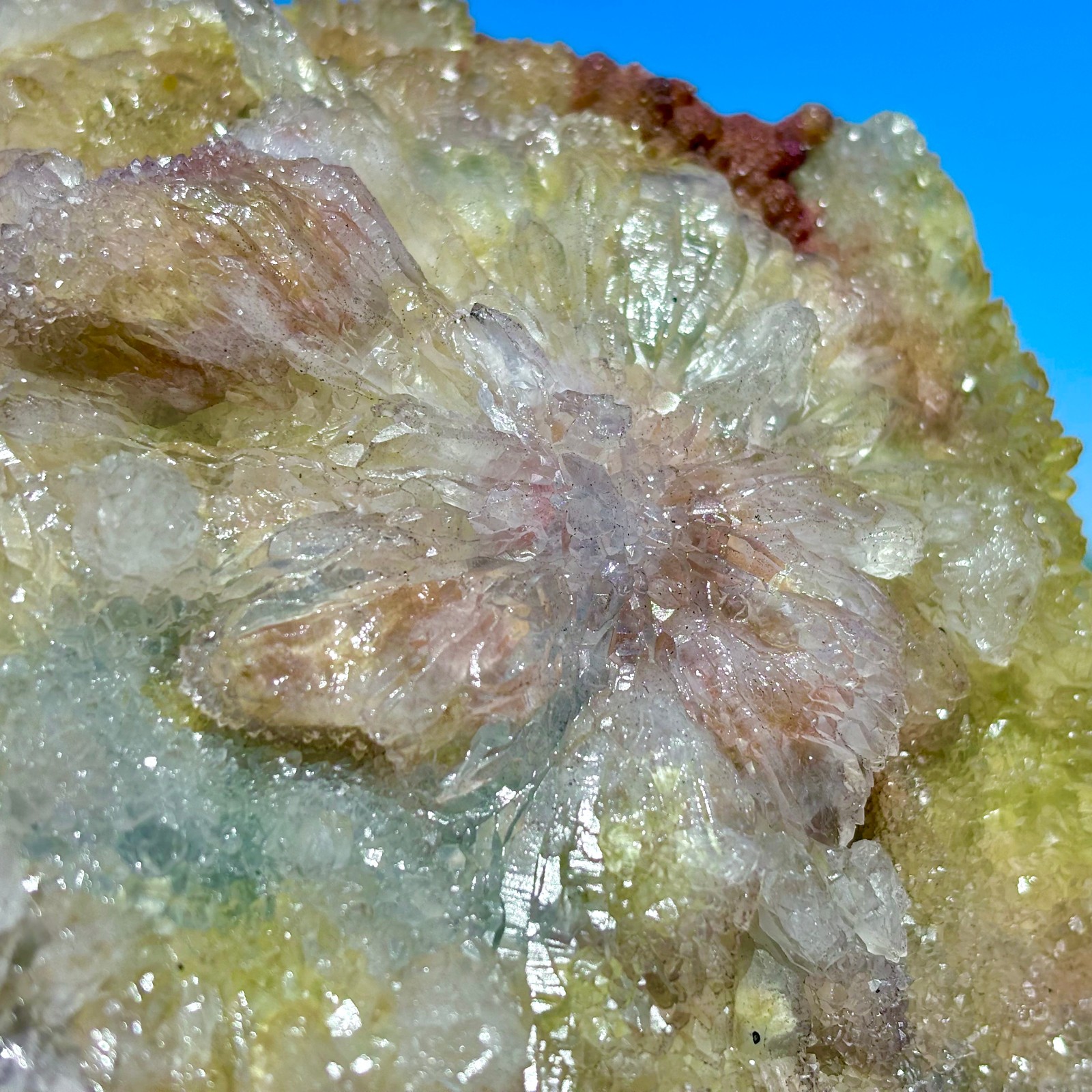 2.08LB Rare Natural Transparent Sunflower Fluorite Mineral Crystal Sample/China