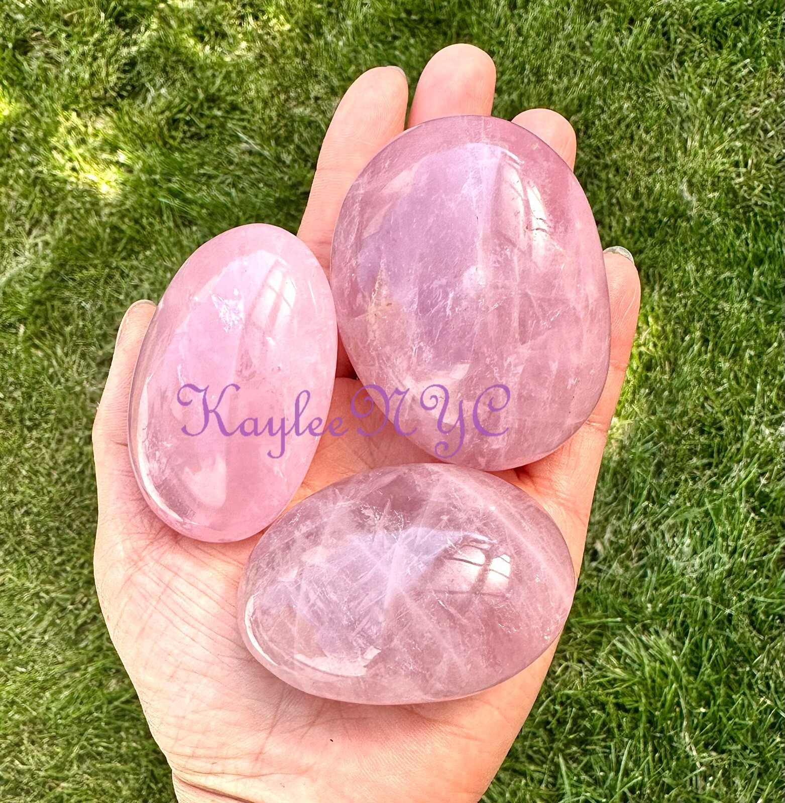 Wholesale Lot 2 Lbs Natural Rose Quartz Palm Stone Crystal Healing