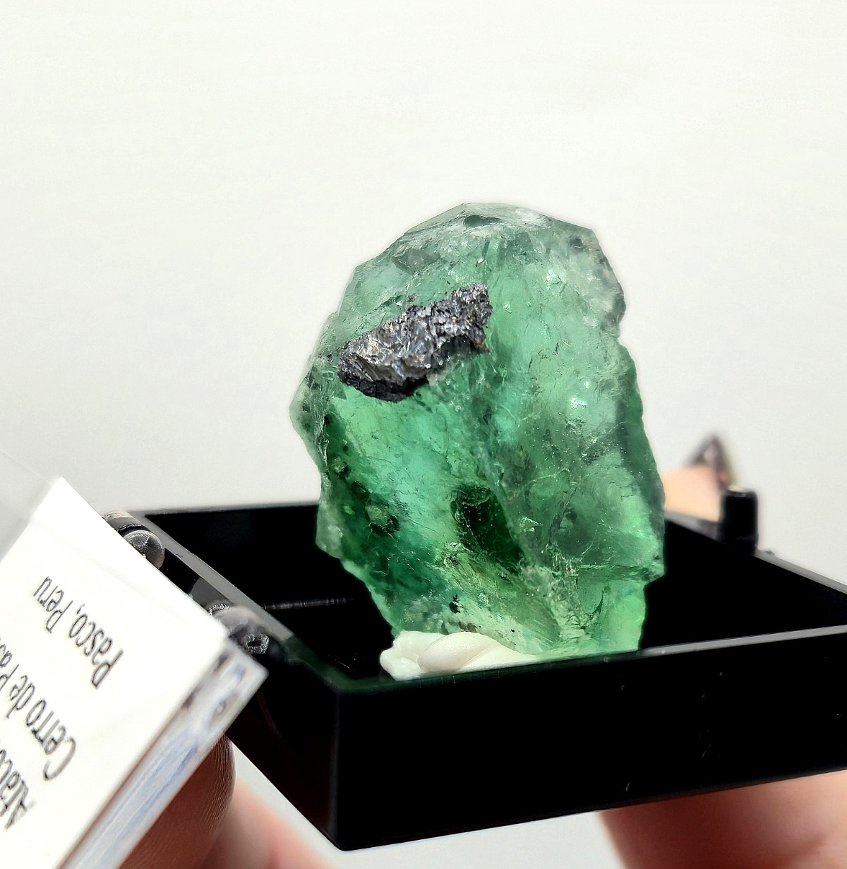 Juiced! Green Fluorite, Pyrite, Galena Thumbnail Specimen – Peru (laseal)