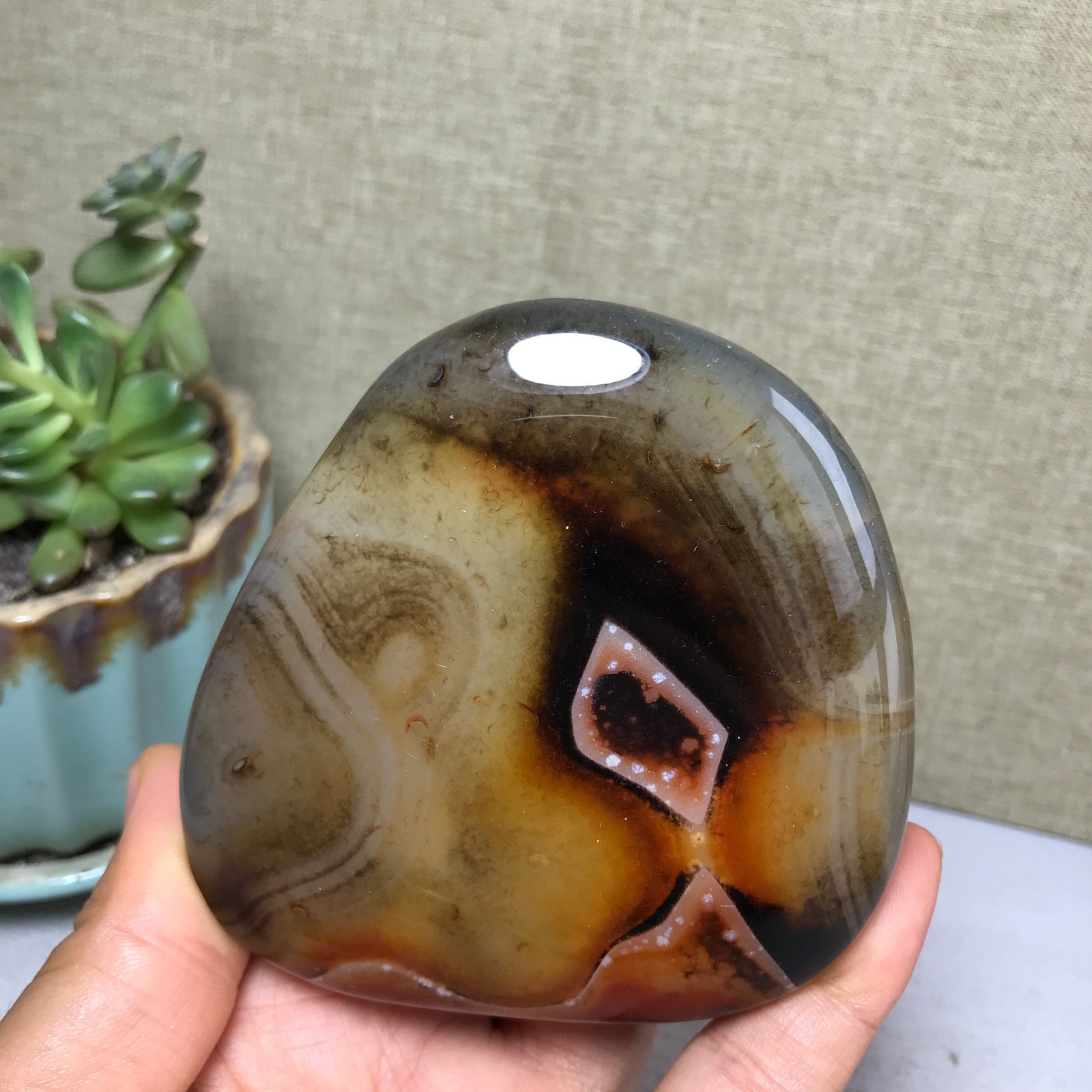 85mm Crazy Lace SILK Banded Agate Polished Crystal Specimen Tumbled 318g A5254