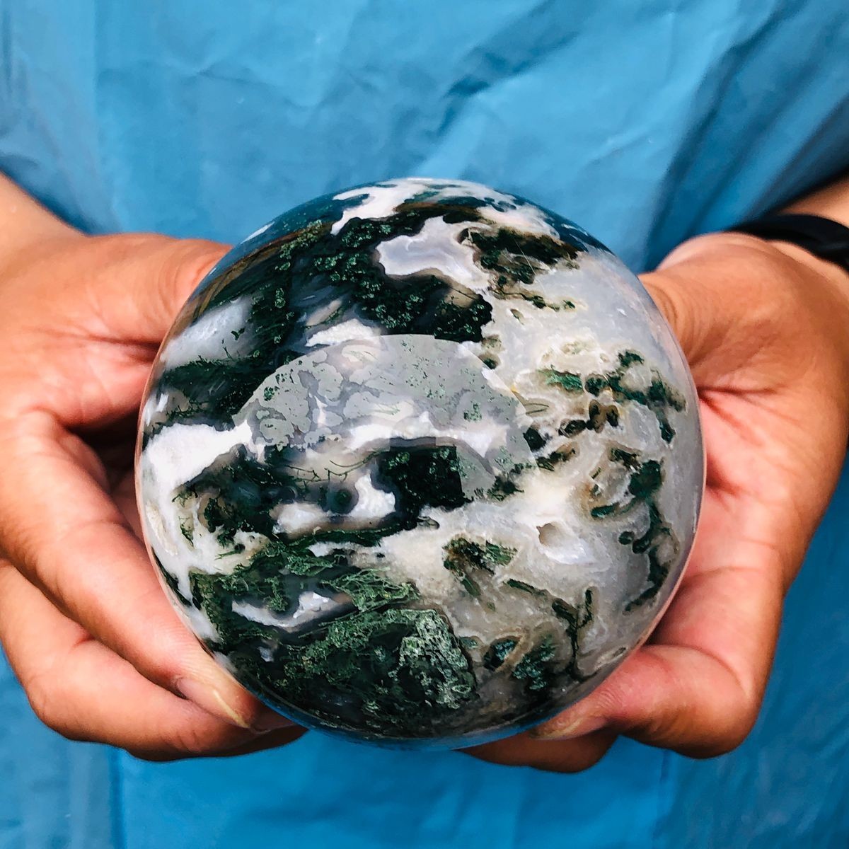3pcs 5.47LB Natural Water Grass Agate Ball Quartz Crystal Ball Healing 2111