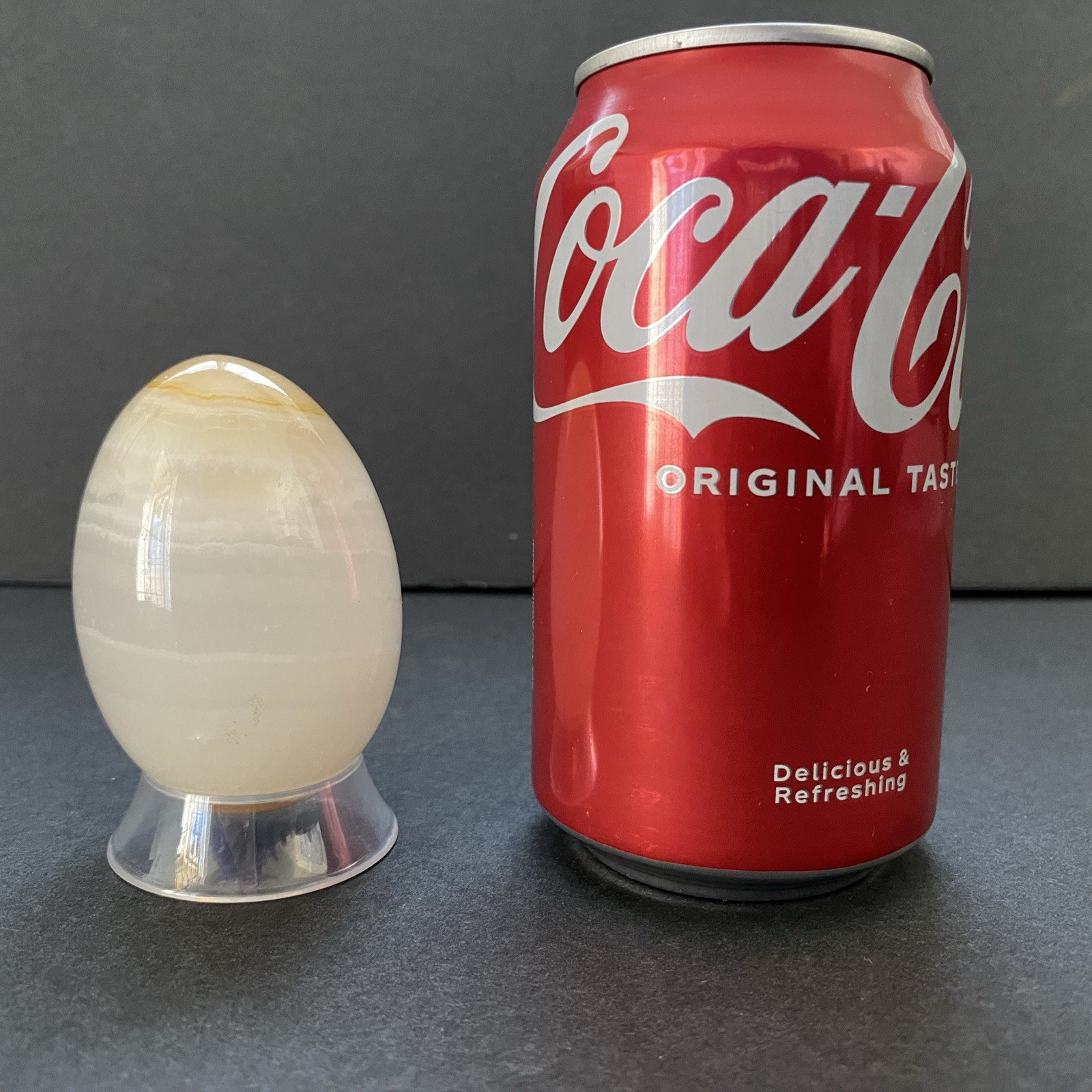 Natural Onyx Stone Egg With Stand Hand Polished Banded Agate Calcite Crystal