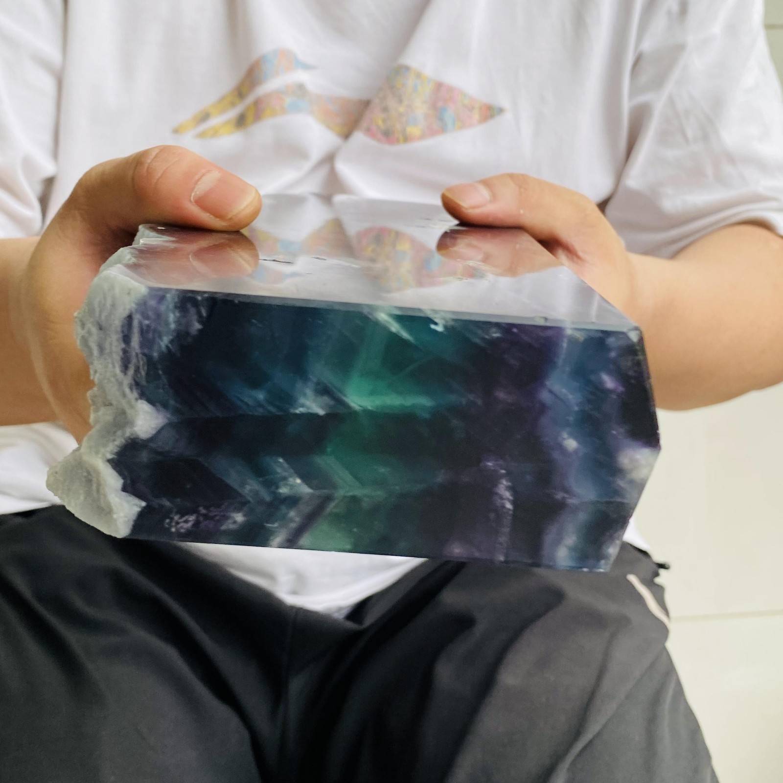 Natural Fluorite Obelisk Quartz Crystal Healing Reiki Wand Tower Point 4880g