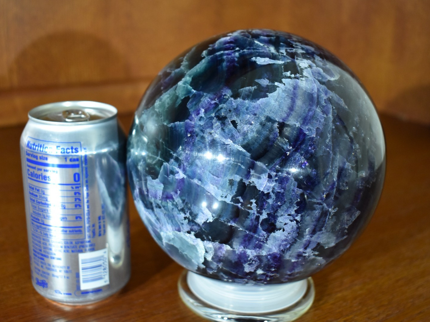 Large Fluorite Sphere 6855 grams or 15 LB 1.8 OZ. 160 mm
