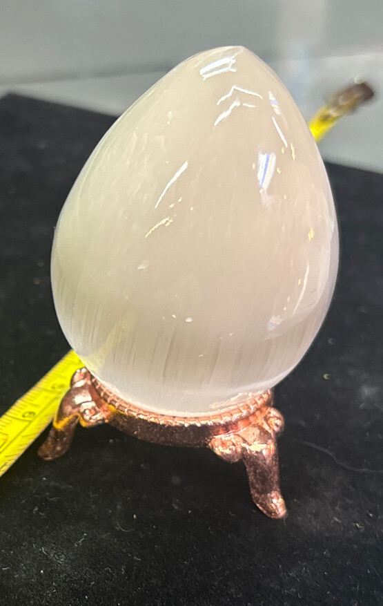 Selenite Polished 3″ Egg with Stand