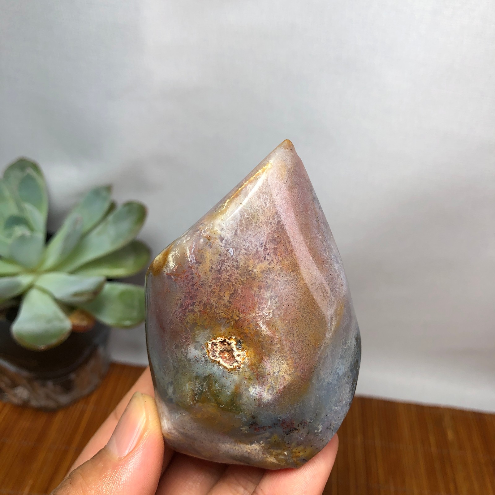 Natural Ocean Jasper torch Hand carve polish/rough Crystal free standing A7186