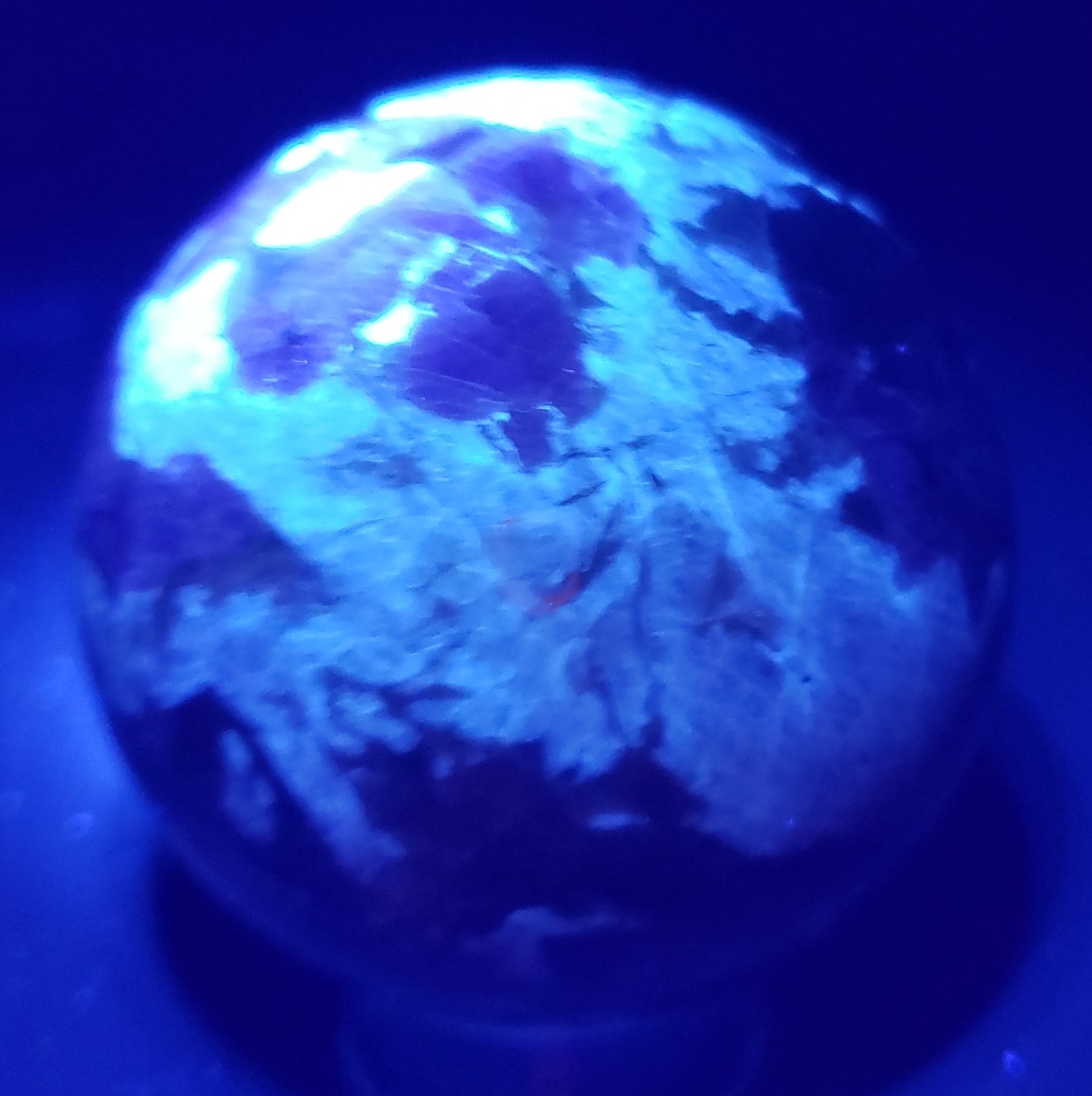 2.49″ Pink Tourmaline Smoky Quartz White Albite UV Crystal Sphere Orb Ball, 356g