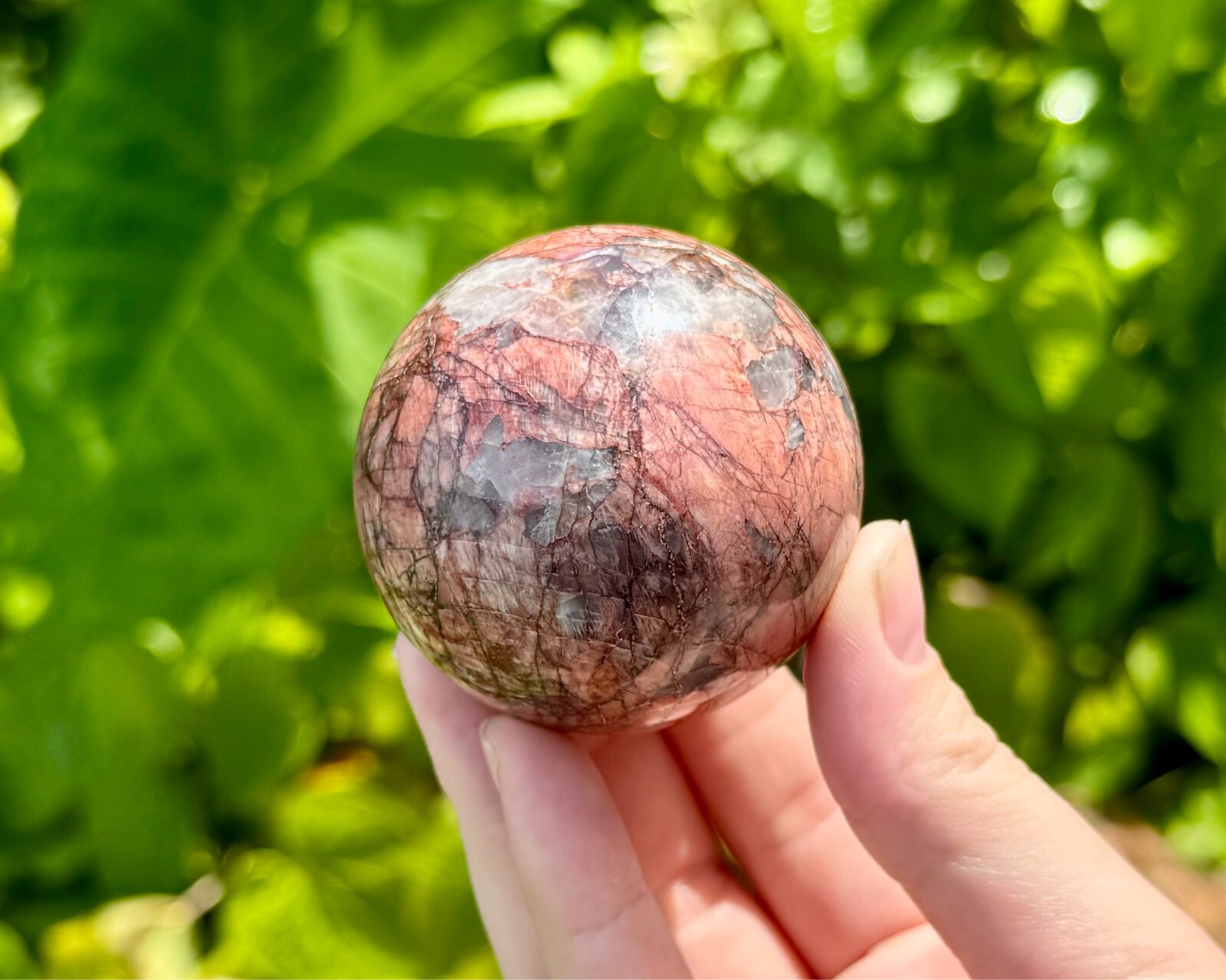 Red Moonstone Crystal Sphere LARGE 1.75 – 2″ Sphere (Natural Moonstone Sphere)