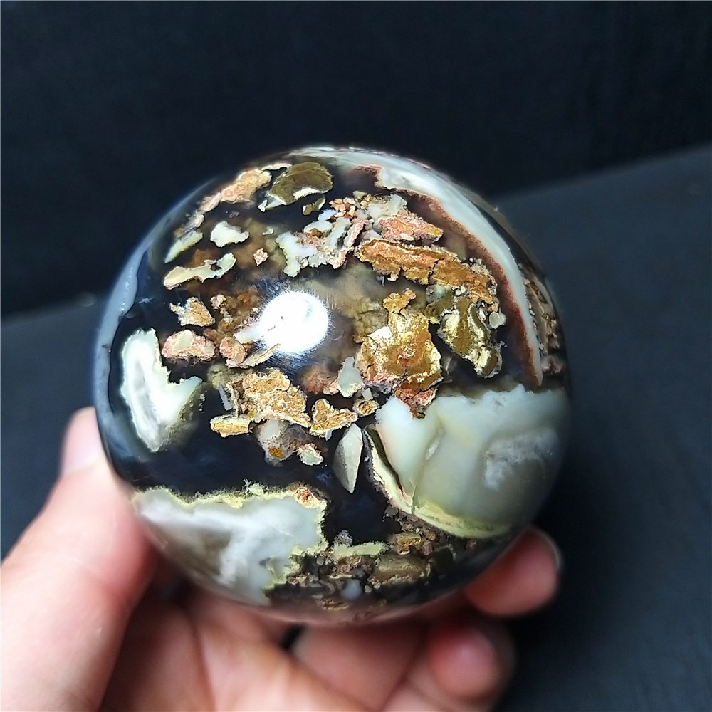RARE 300G 61mm Natural Polishing Colorful Agate Stone Ball Reiki Healing A399