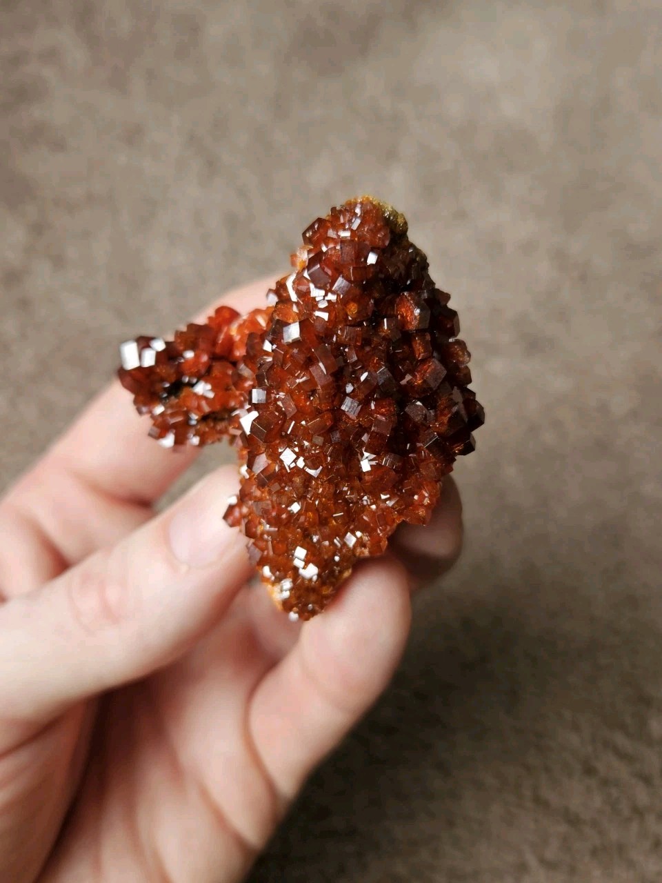 2 3/8″, 102 G, Gem Fire Red Vanadinite Cluster, Midelt, Morocco