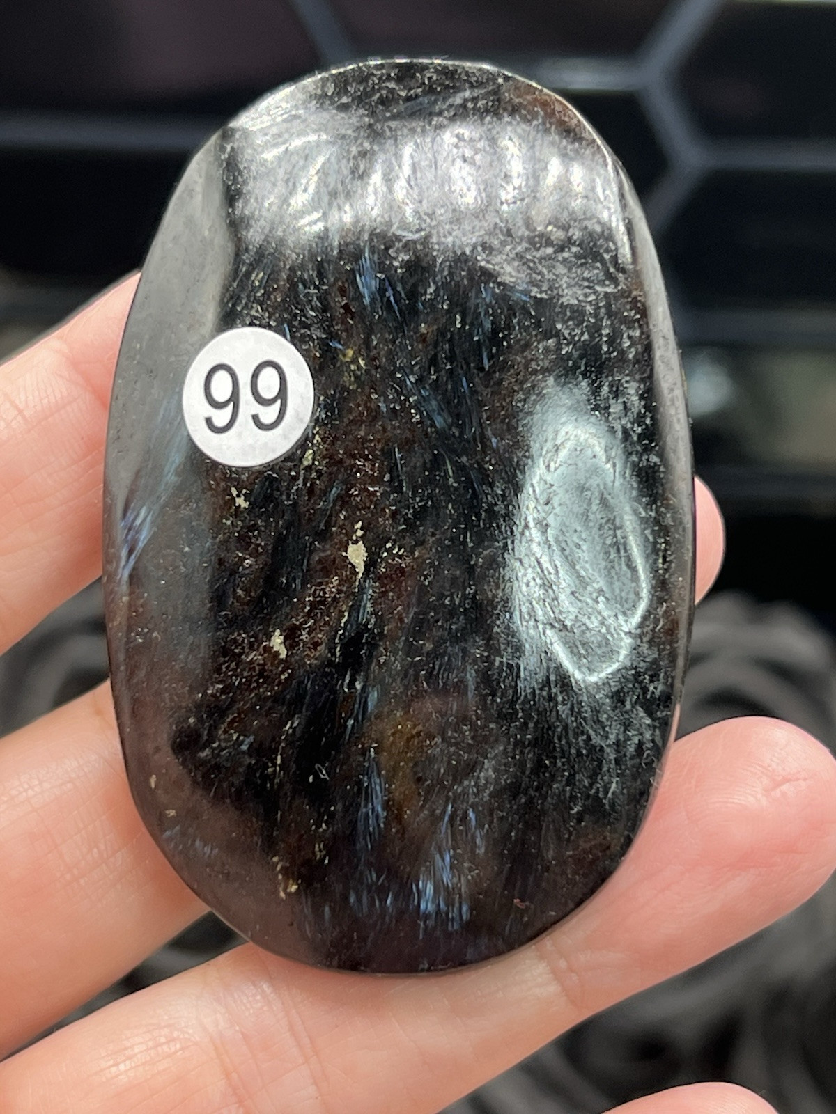 Natural “Firework Stone” Arfvedsonite Polished Palm stones L@@K Free ship & Gift