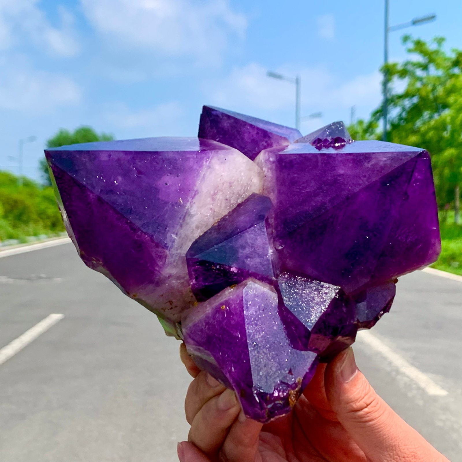 5.25LB Natural Amethyst geode quartz cluster crystal specimen Healing