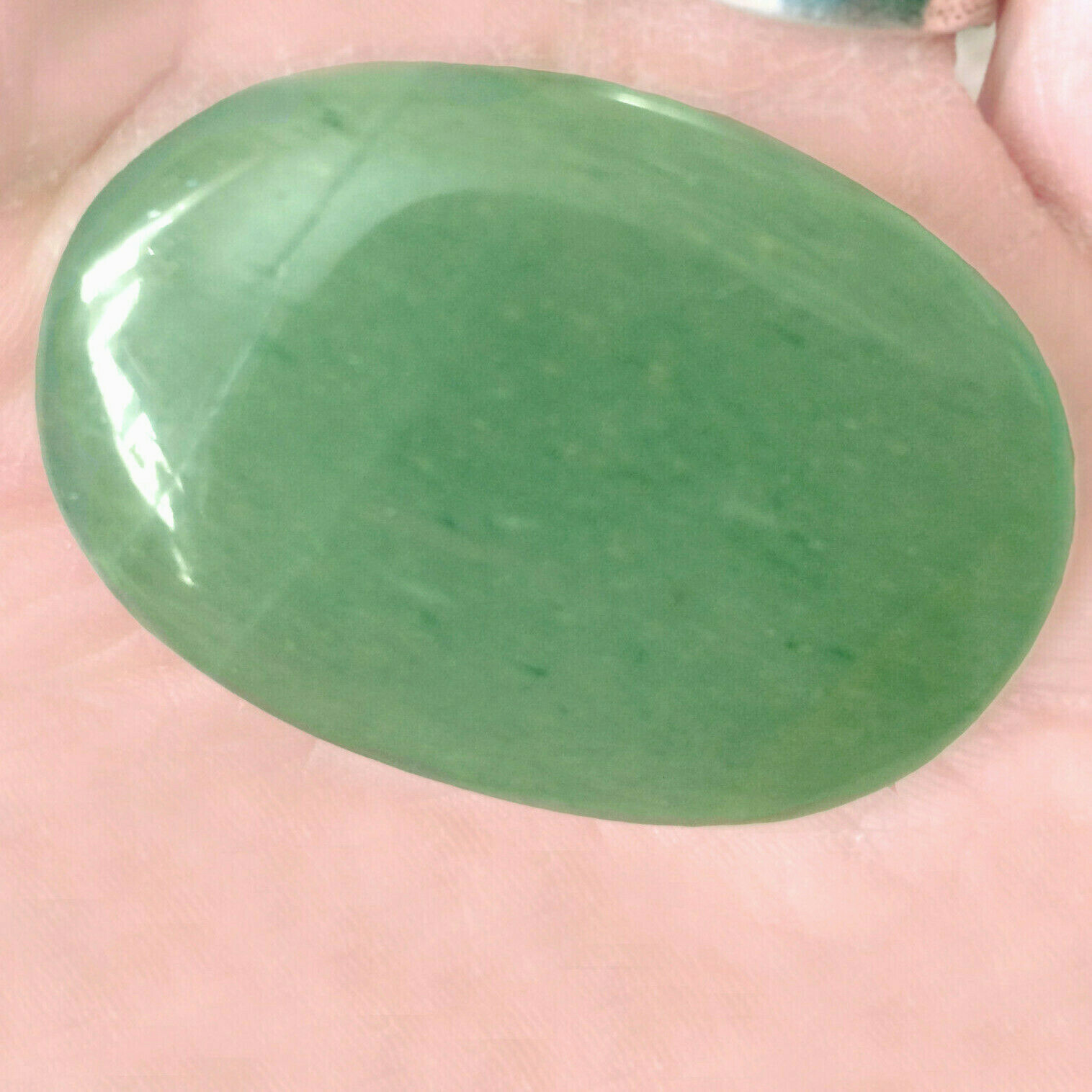 Natural Jade Palm Stone Green Rock Crystal Healing Reiki Polished Worry Stone