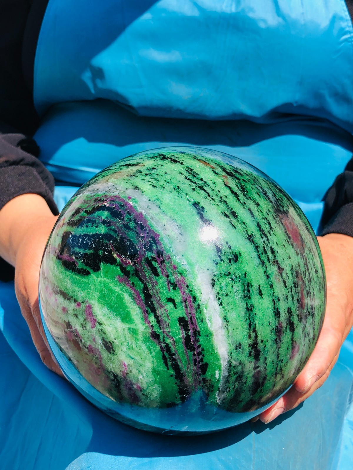 12.29 LB Large Natural Ruby Zoisite Sphere Crystal Healing Stone Specimen 5157