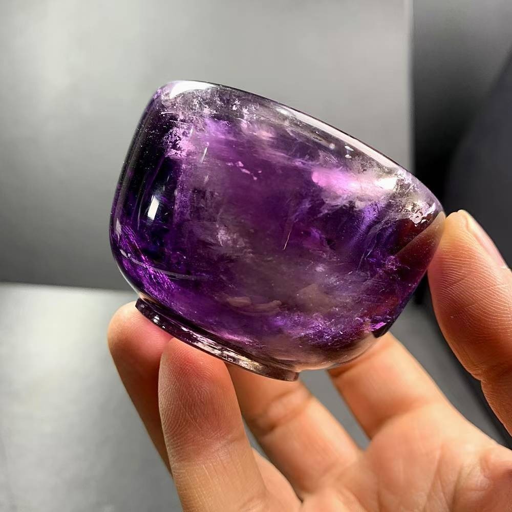 160g Natural Amethyst Quartz Carved Bowl Crystal Mineral reiki Decor