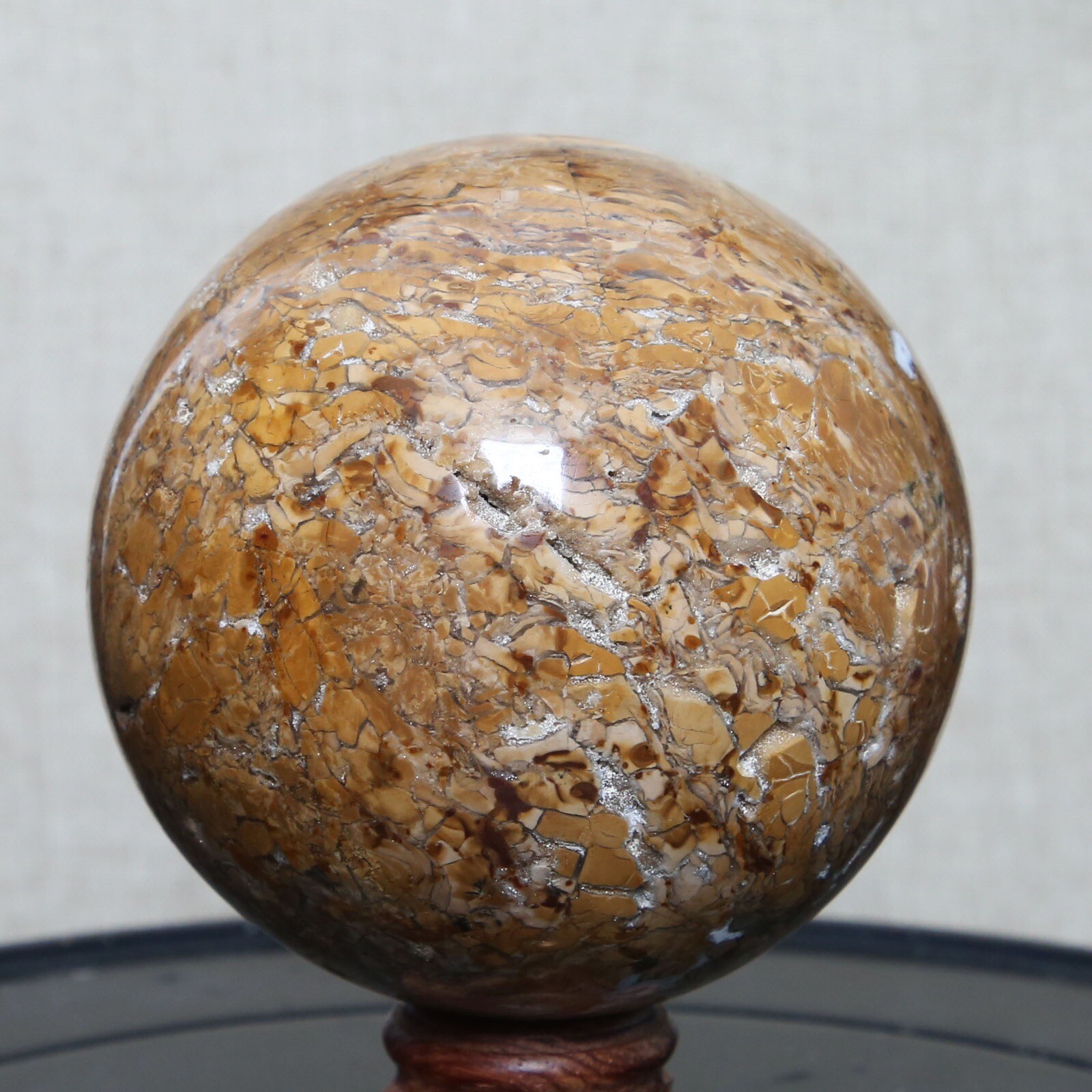 B8702-85mm-817g Amazing Natural Ocean Ibis Jasper Orbicular Sphere Reiki Crystal