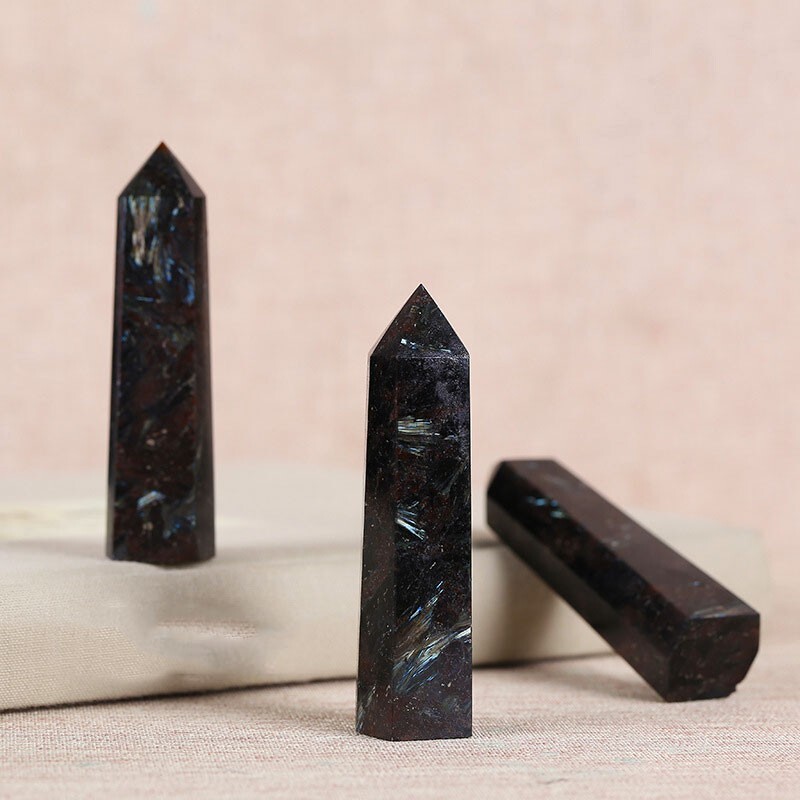 3.15″-3.54″ Natural Arfvedsonite Crystal Tower Healing Reiki Crystal Obelisk