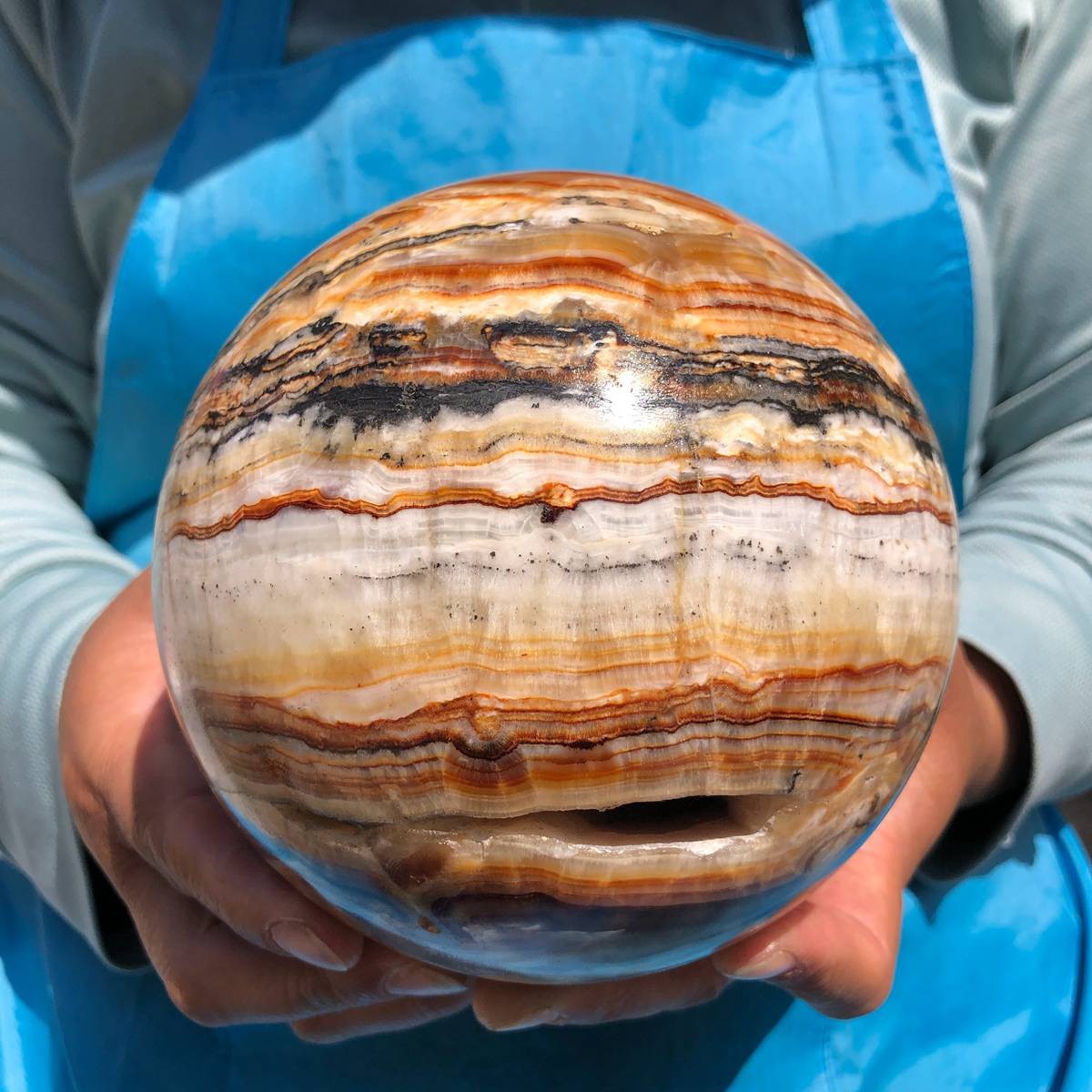 7.12LB Rare Natural Striped Agate Ball Quartz Crystal Sphere Aura Healing 4824
