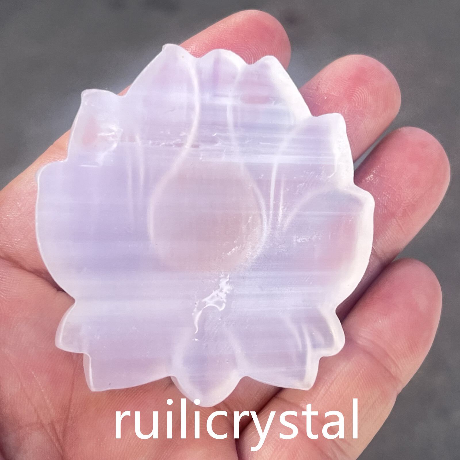 3 ” Natural Gypsum Quartz Hand Carved flower Skull Crystal Healing 1pc