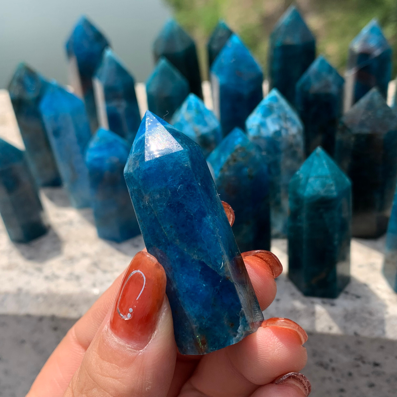 1LB natural apatite quartz obelisk crystal wand point healing random 40-70mm