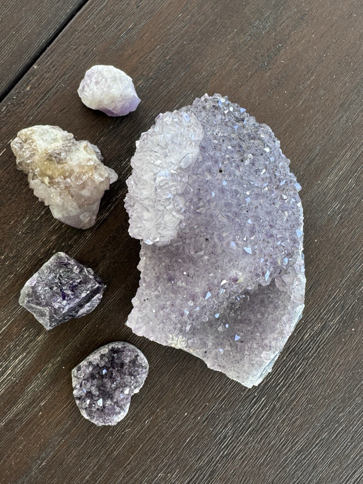 Natural Amethyst Crystals Total 1b 13 Oz. 5 Pieces