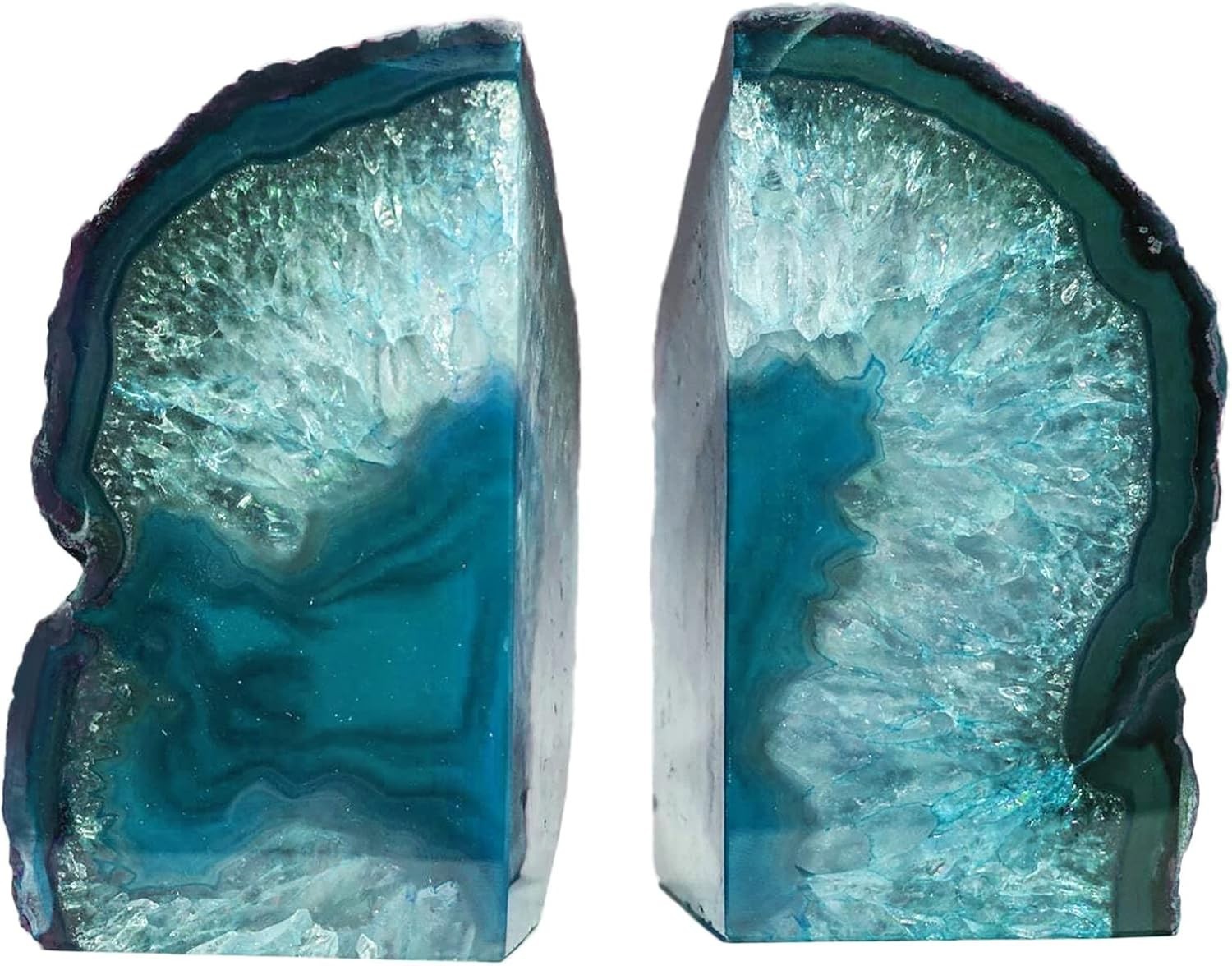 Elegant Teal Agate Bookends for Heavy Books – Lightweight Yet Sturdy Design