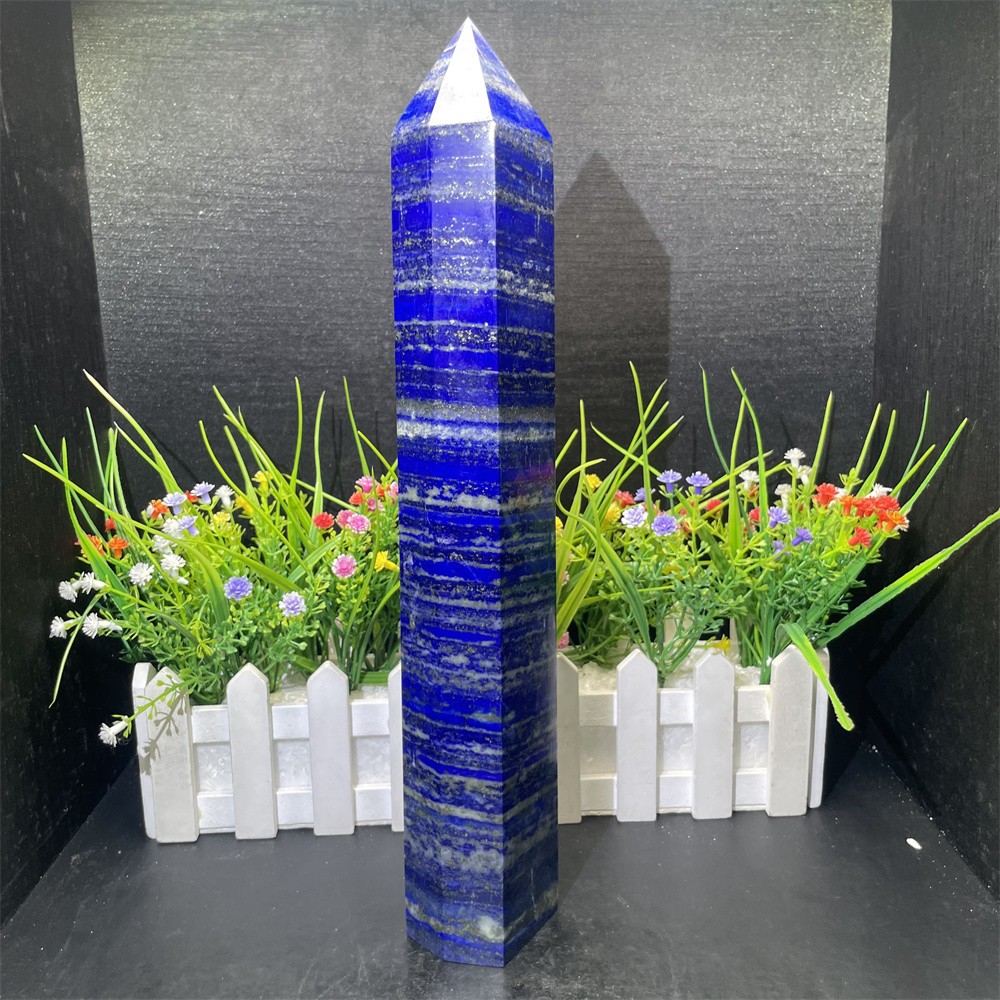 3.7LB 12.9″ Natural Lapis Lazuil Obelisk Tower Crystal Quartz Reiki Healing