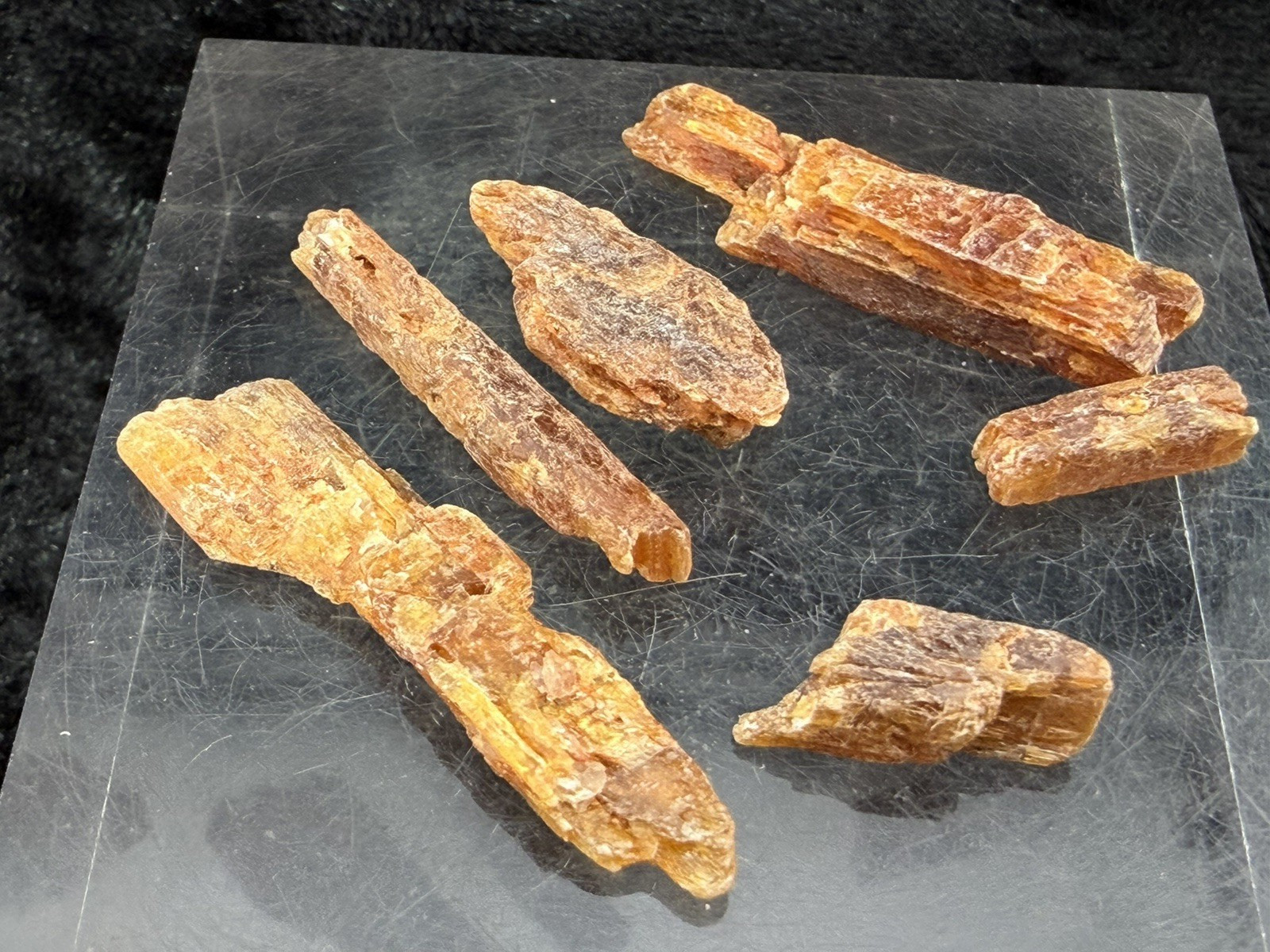 Rare Natural Untreated Orange Kyanite Blades from Tanzania, East Africa.