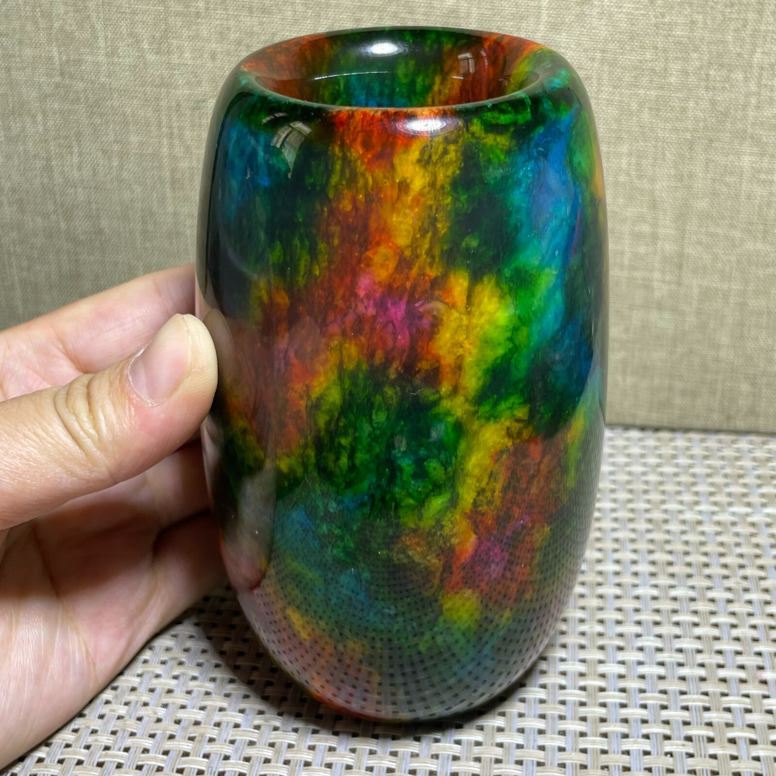 “Seven Colors Jade” vase specimen Penholder -Taiwan China 128mm A5