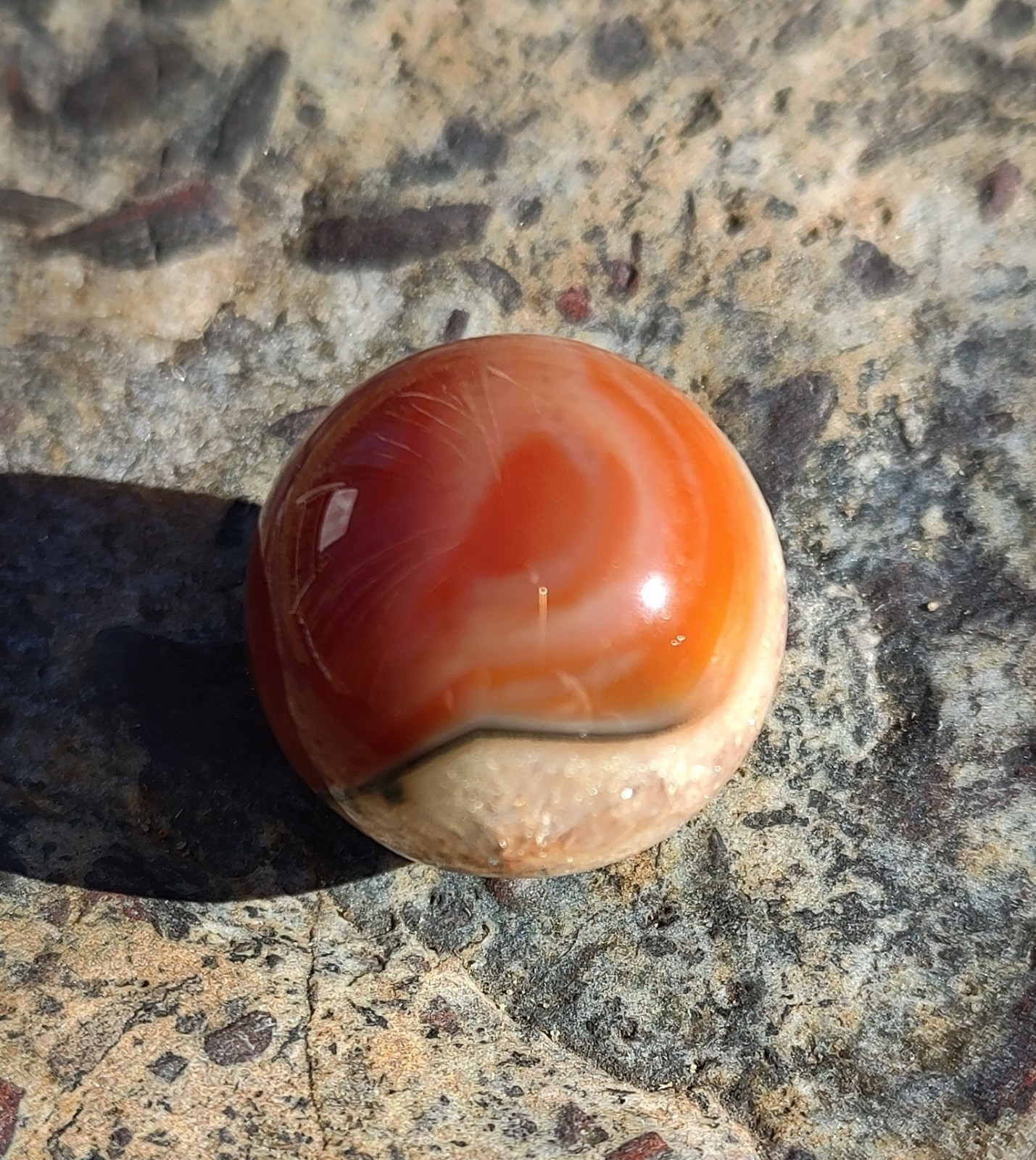 Dramatic Agate Marble Sphere, 20mm Carnelian Agate Marble