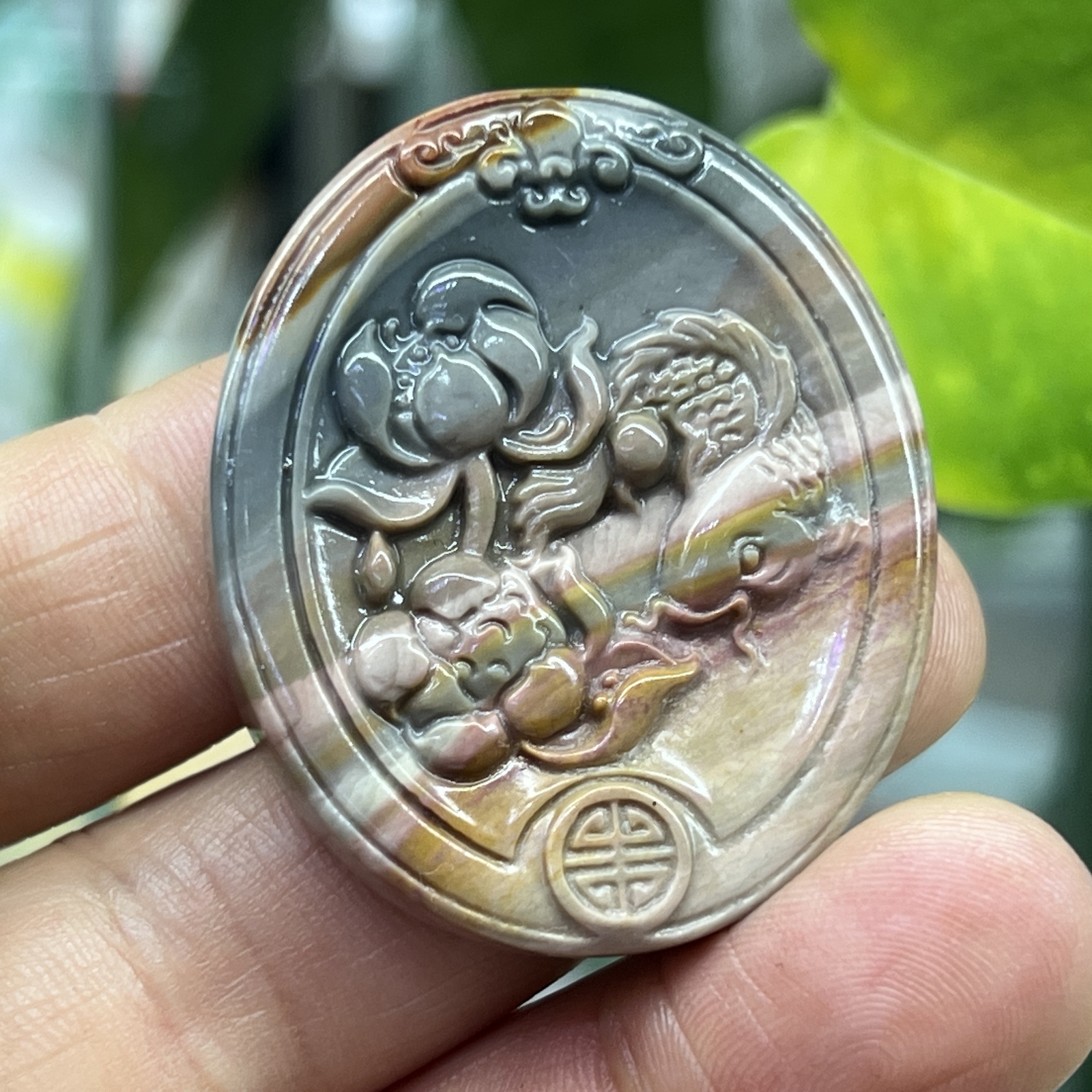 1.5 ” Natural Ocean jasper Carved flower Fish skull Crystal Healing gift1pc
