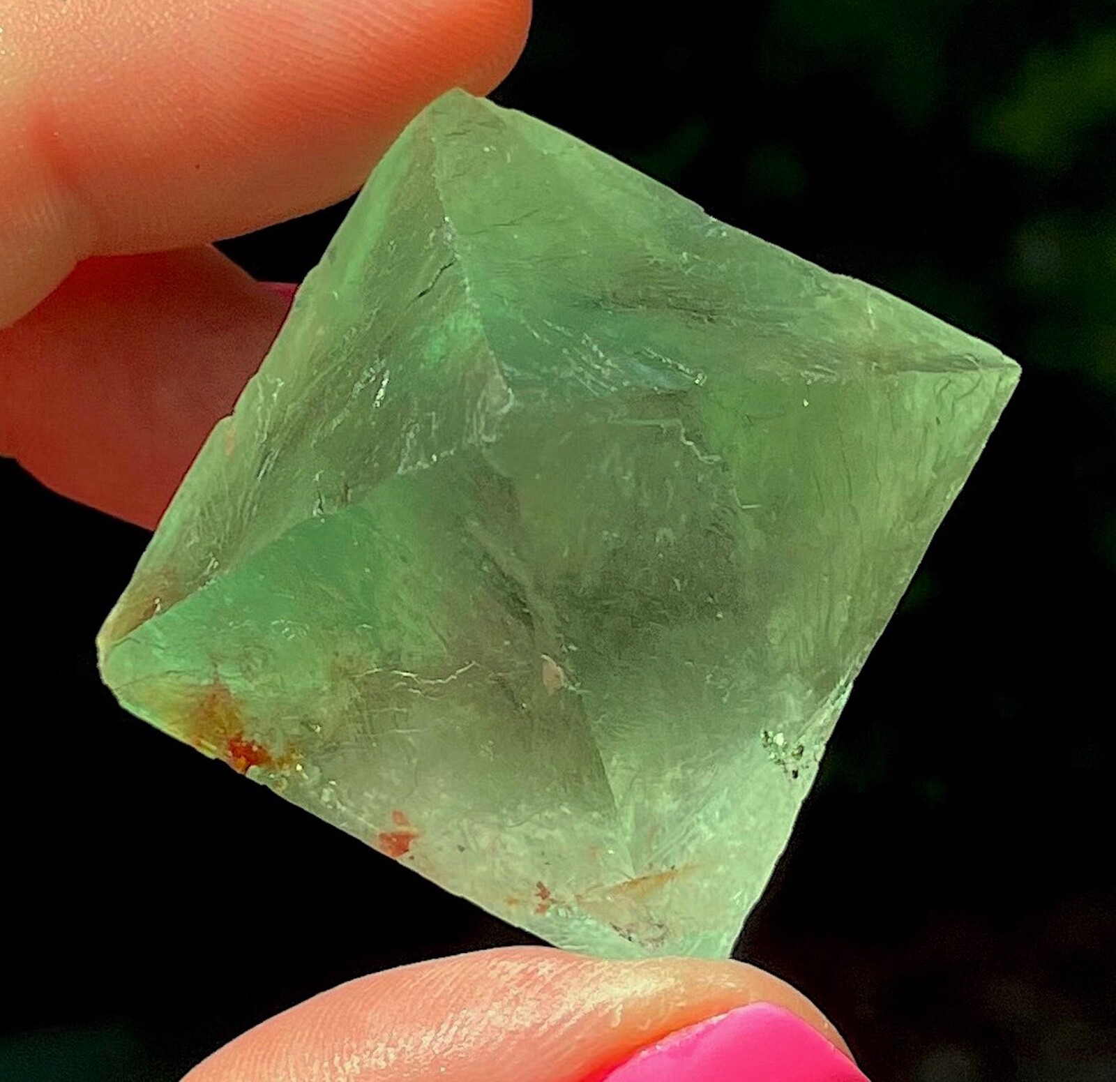 Fluorite Octahedron Gem Apple Green Color From Riemvasmaak South Africa 4.7 cms